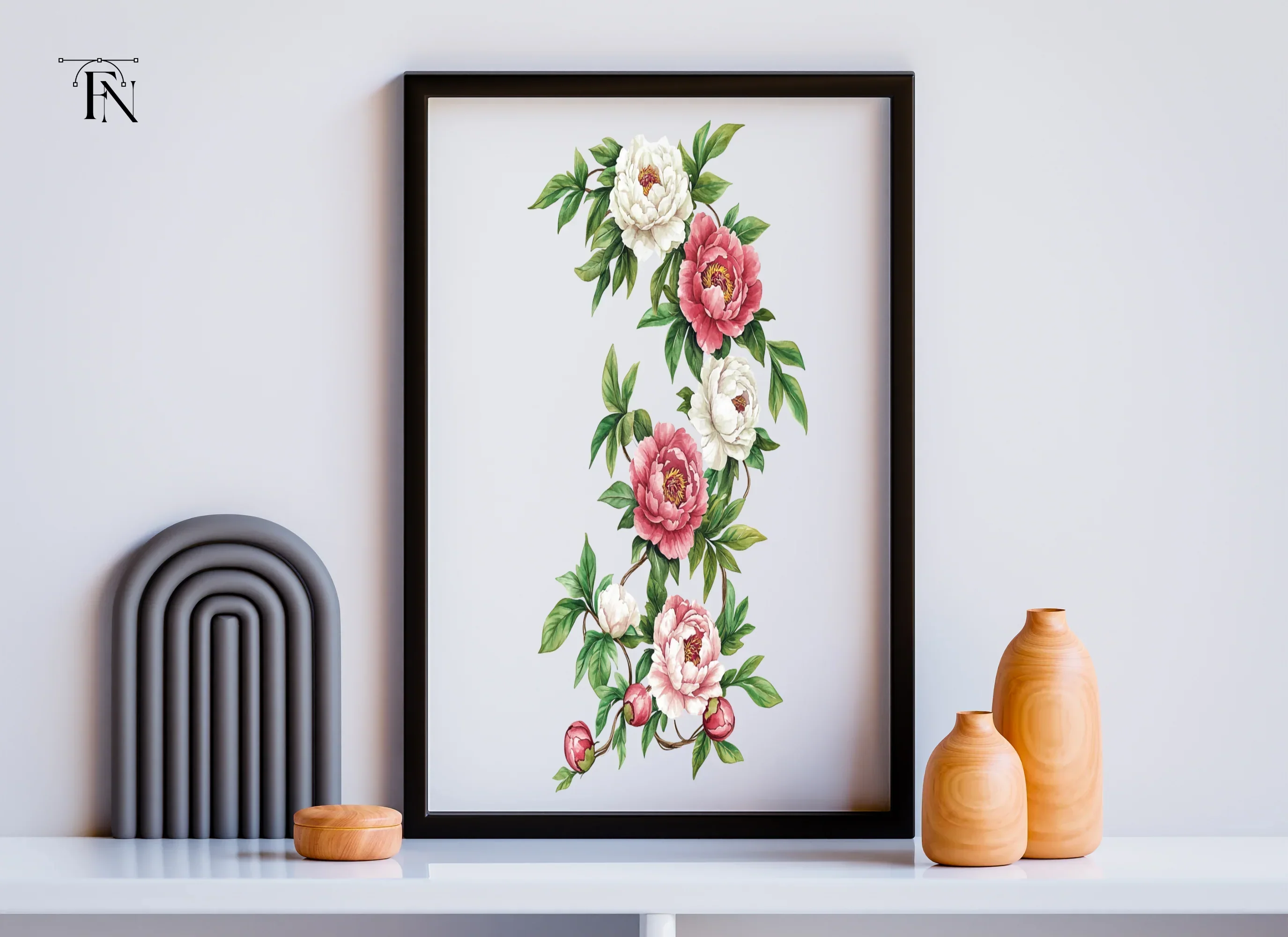 Elegant Peony Flower Arrangement Clipart Bundle - Image 6