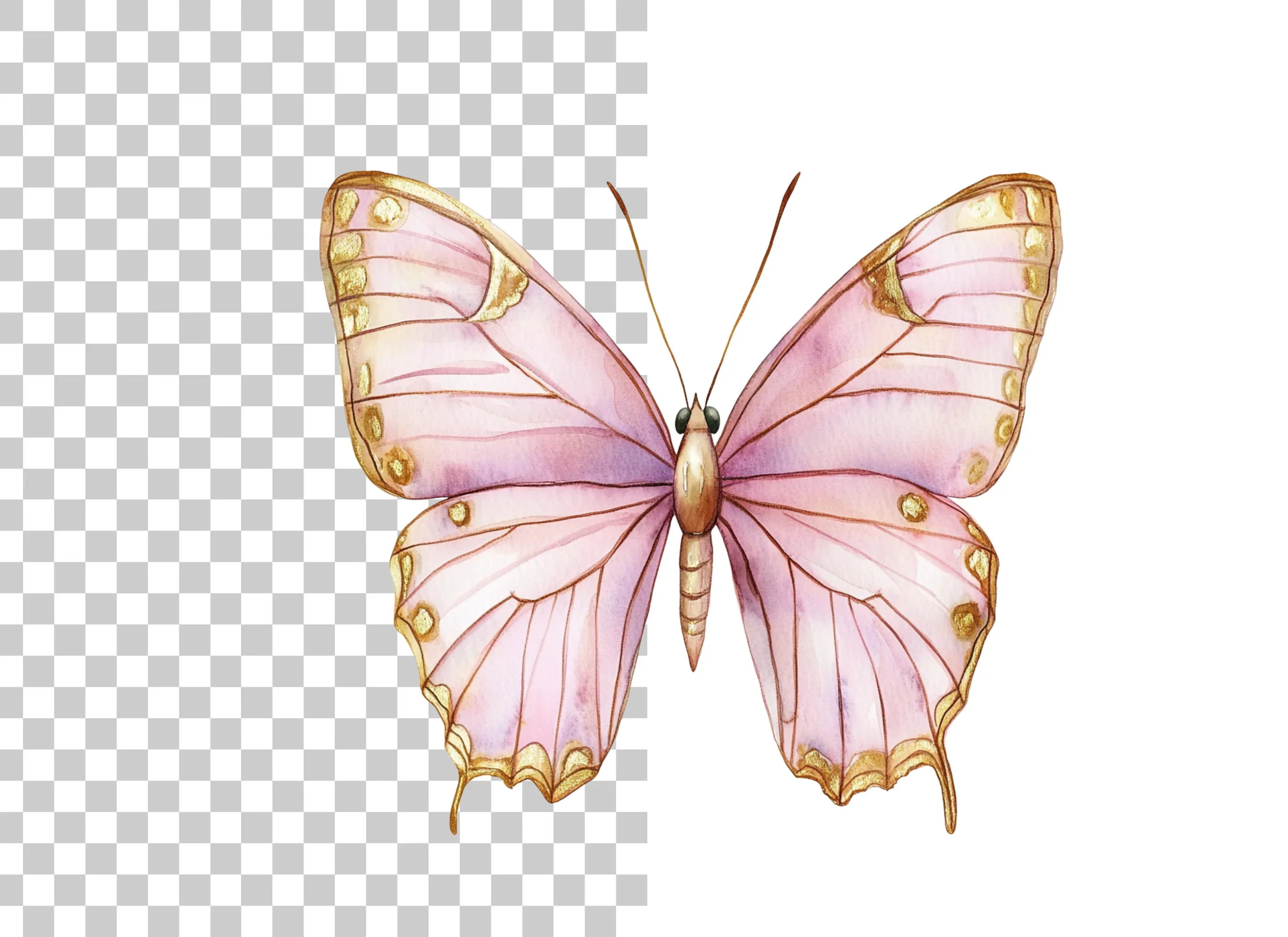 Elegant Pink and Gold Butterfly Clipart Bundle - Image 6