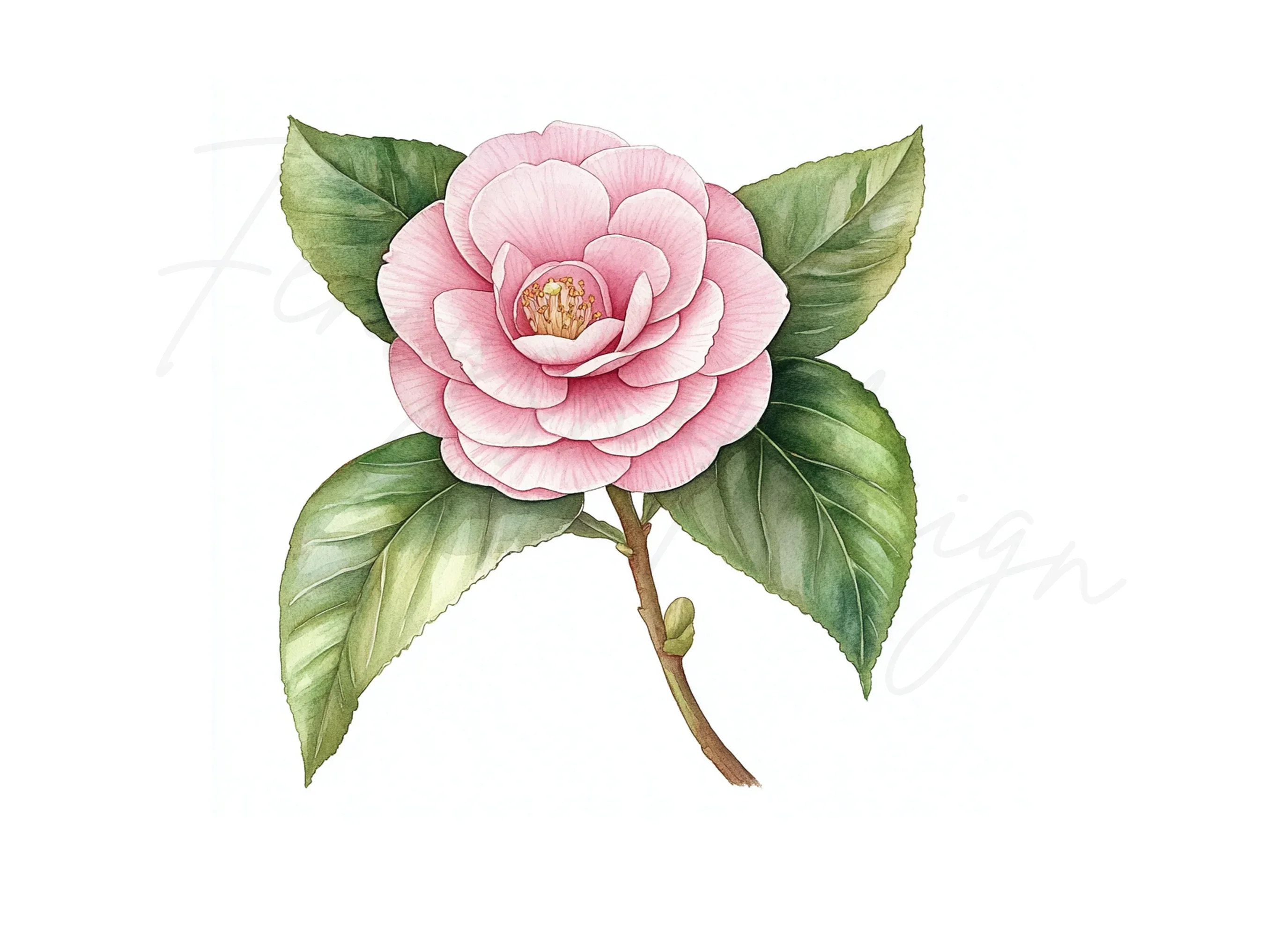 Elegant Pink Camellia Flower Clipart Bundle - Image 3