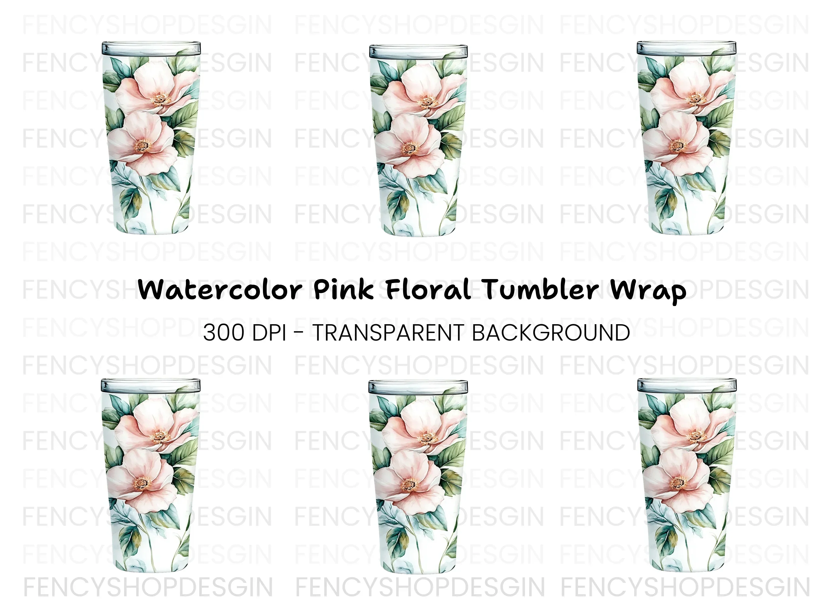 Elegant Pink Floral Tumbler Clipart Bundle