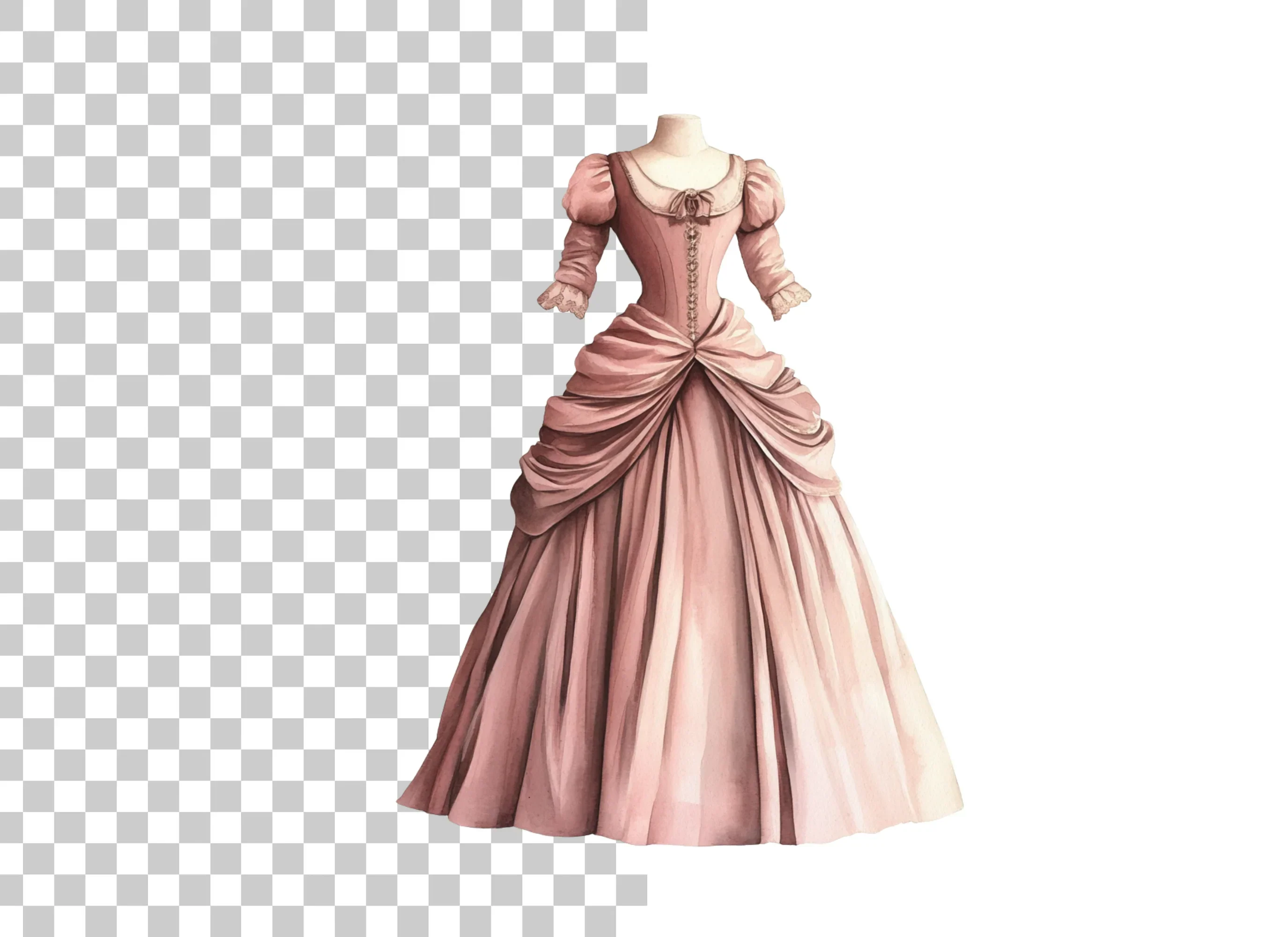 Elegant Pink Victorian Gown Clipart Bundle - Image 2