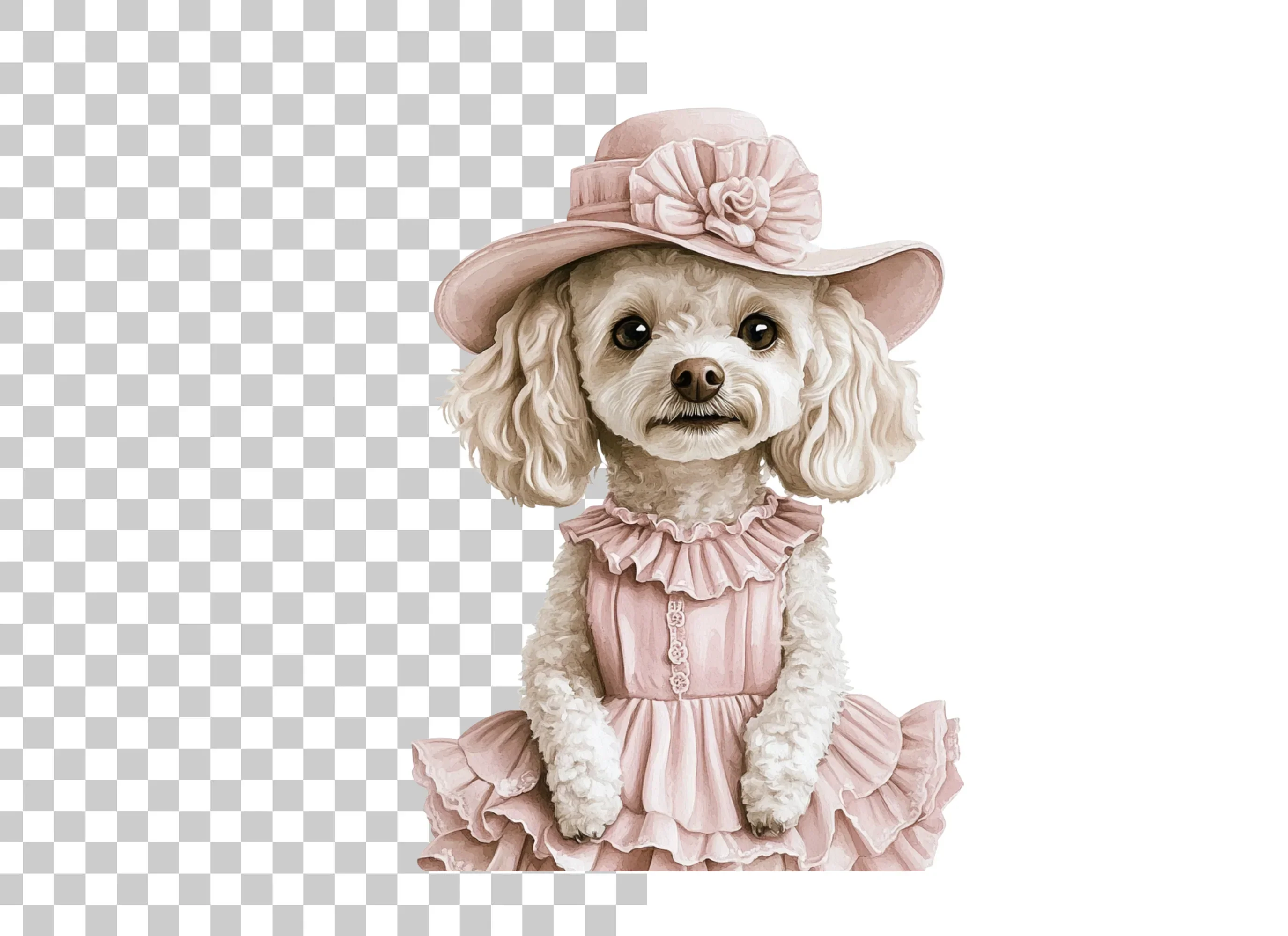Elegant Poodle Dogs in Pink Dresses Clipart Bundle - Image 2