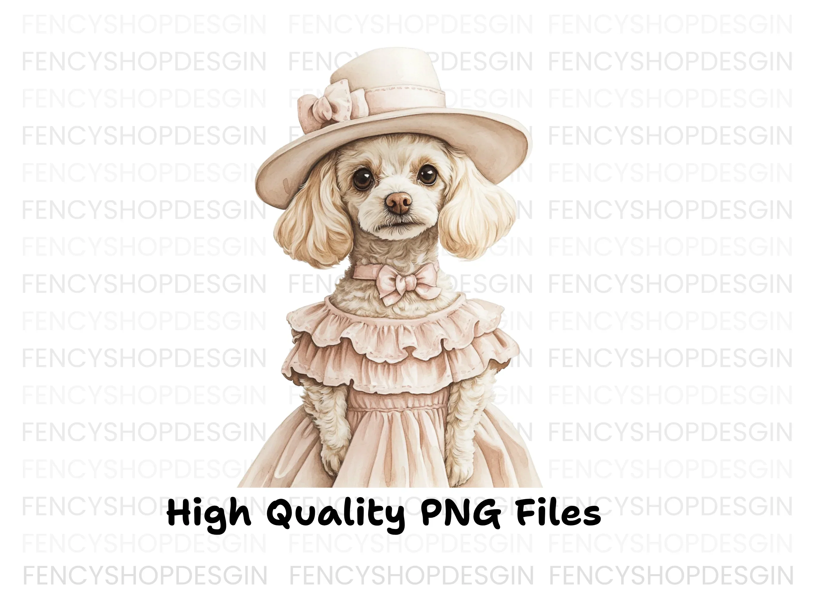Elegant Poodle Dogs in Pink Dresses Clipart Bundle - Image 3