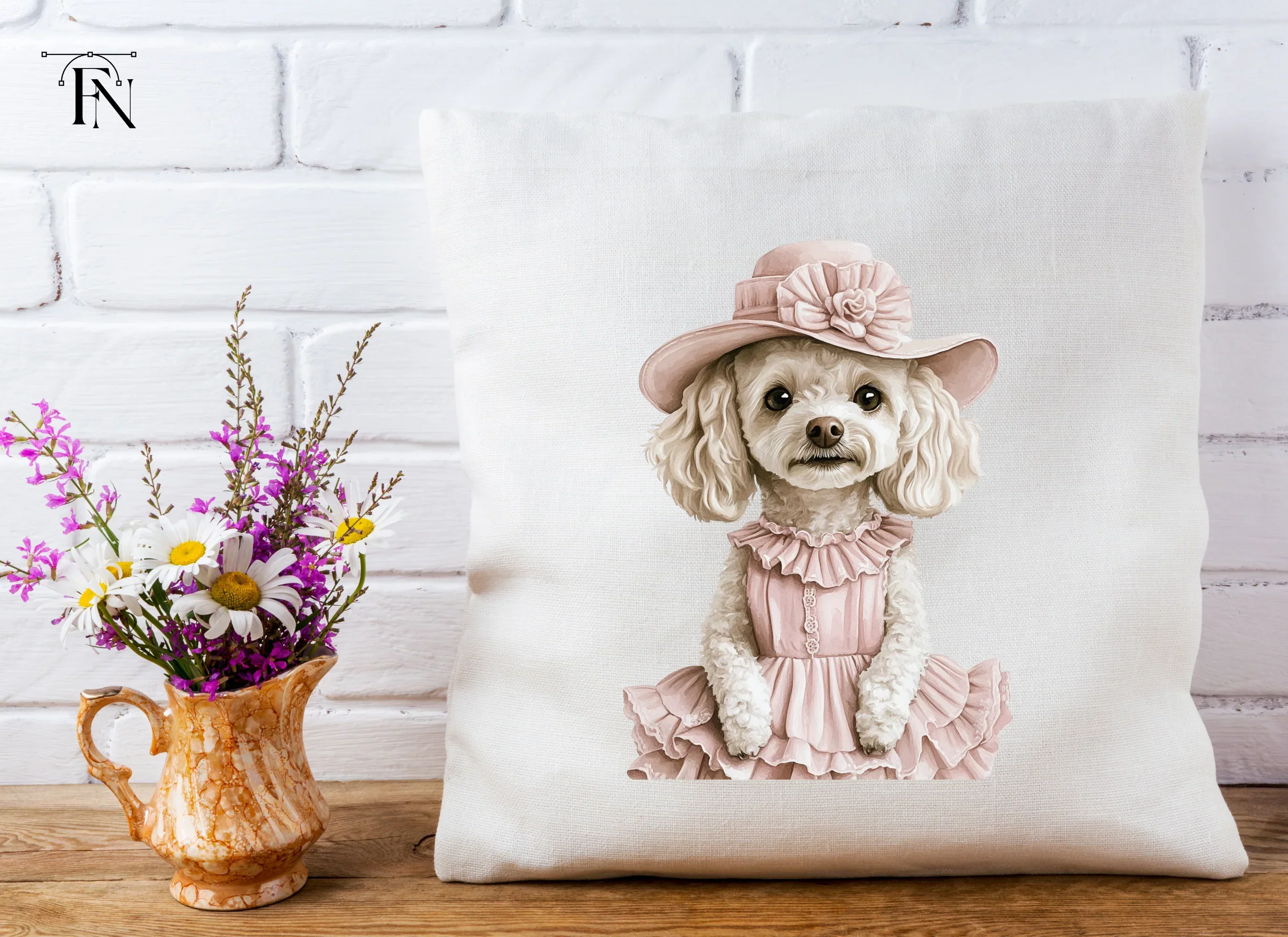 Elegant Poodle Dogs in Pink Dresses Clipart Bundle - Image 5