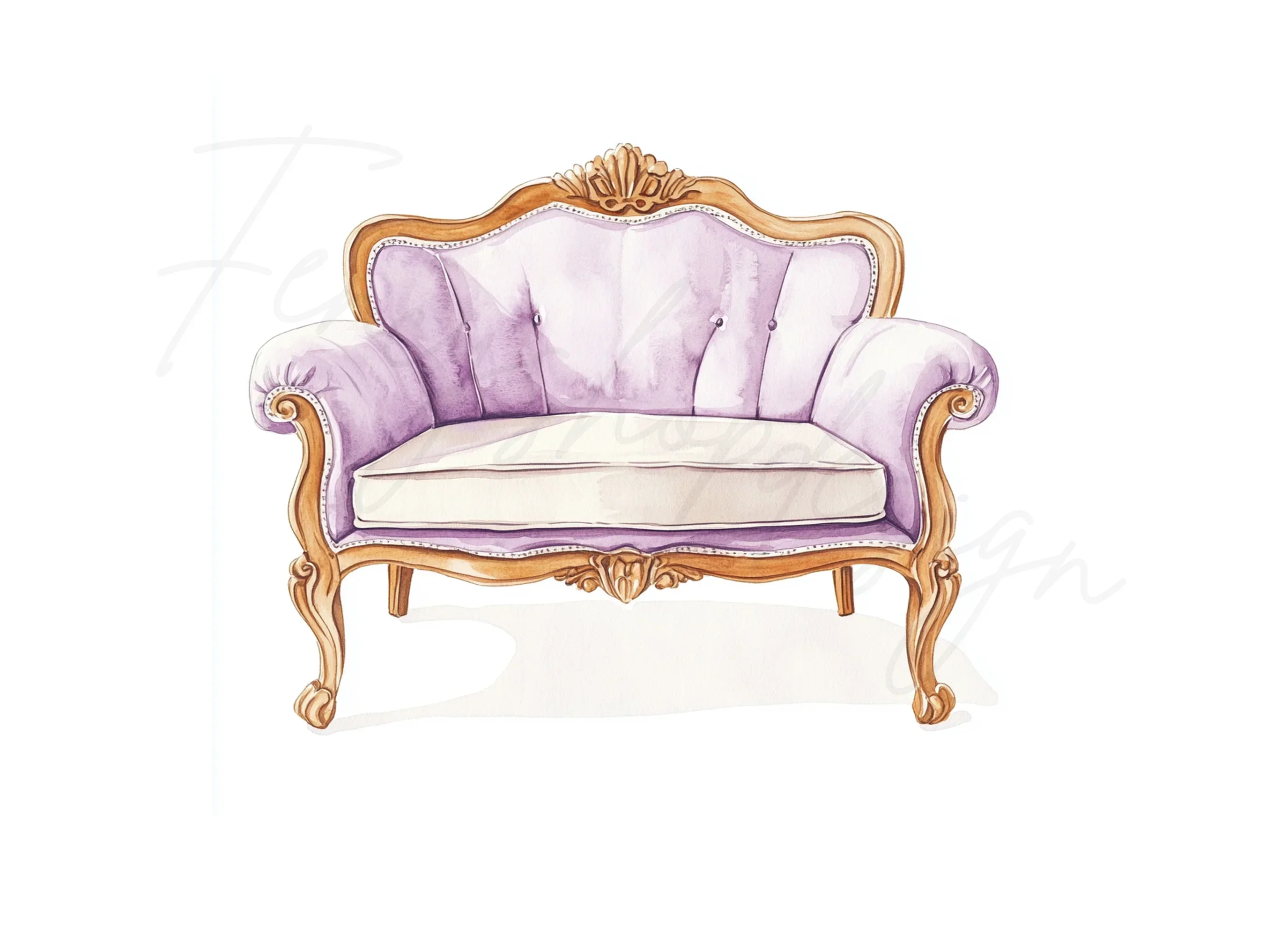 Elegant Purple French Armchair Clipart Bundle - Image 2