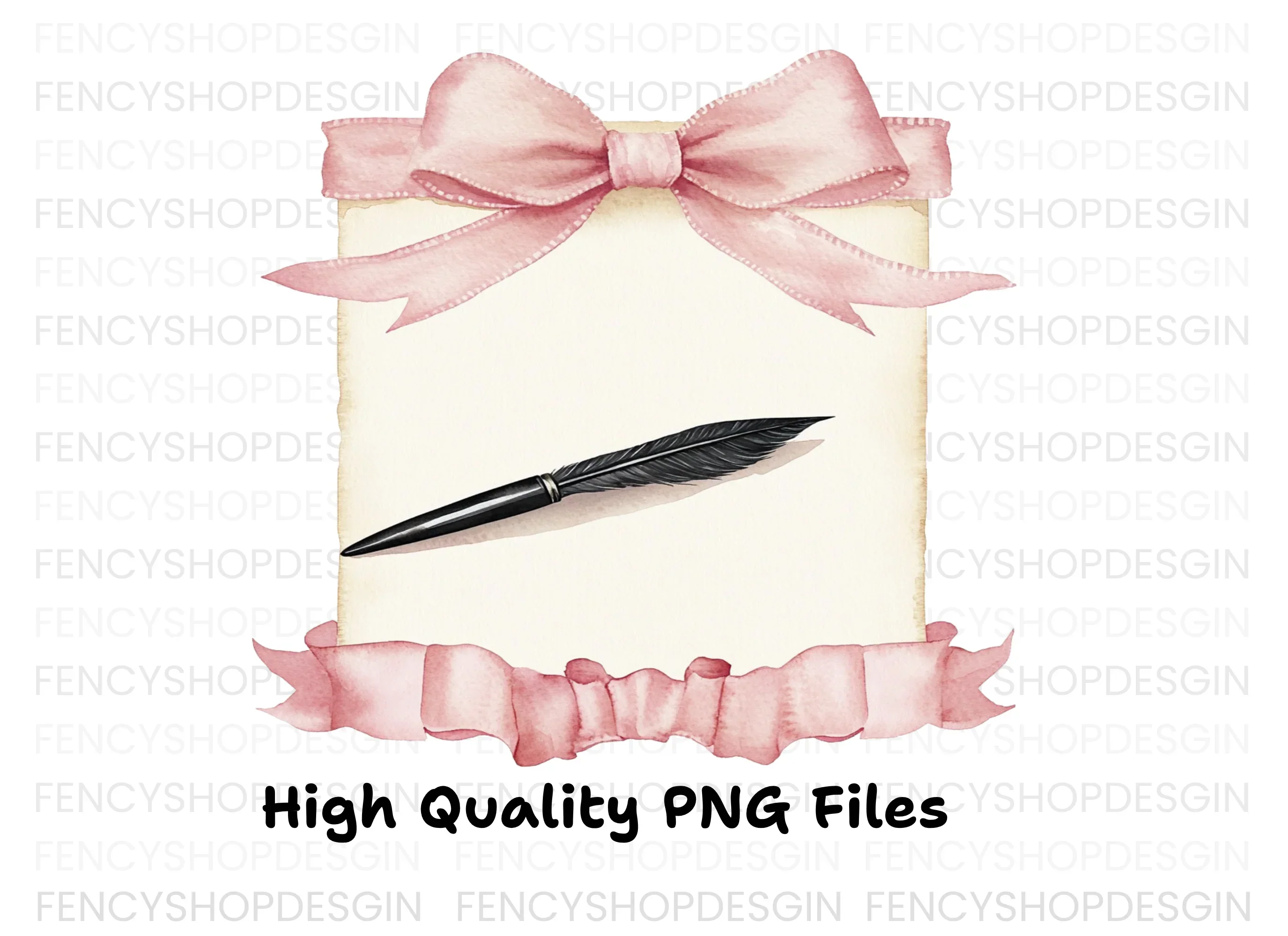 Elegant Quill and Pink Bow Clipart Bundle - Image 3