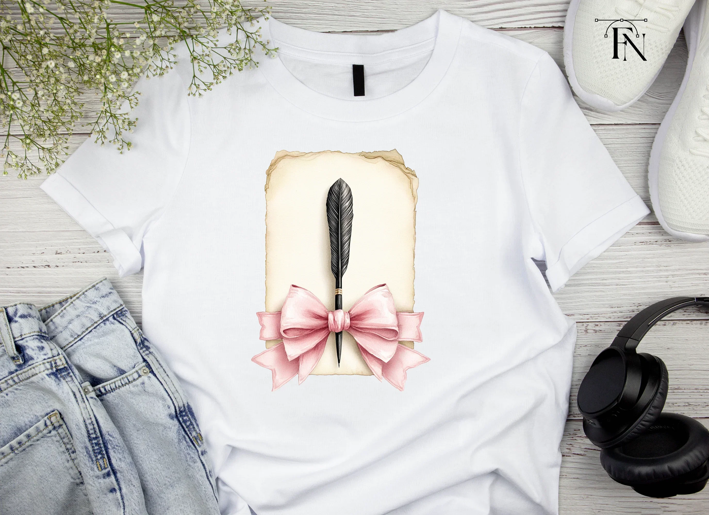 Elegant Quill and Pink Bow Clipart Bundle - Image 4