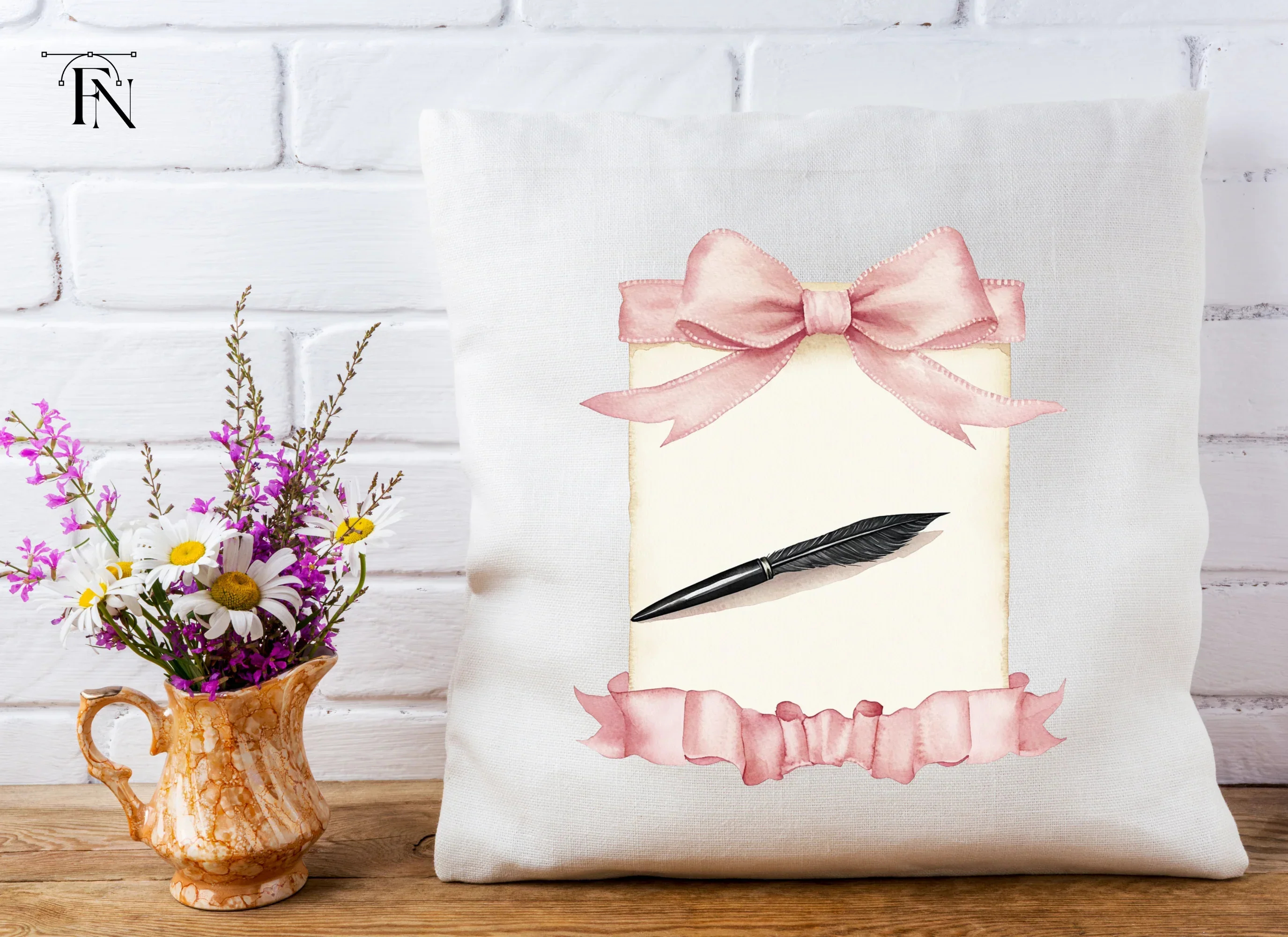 Elegant Quill and Pink Bow Clipart Bundle - Image 5