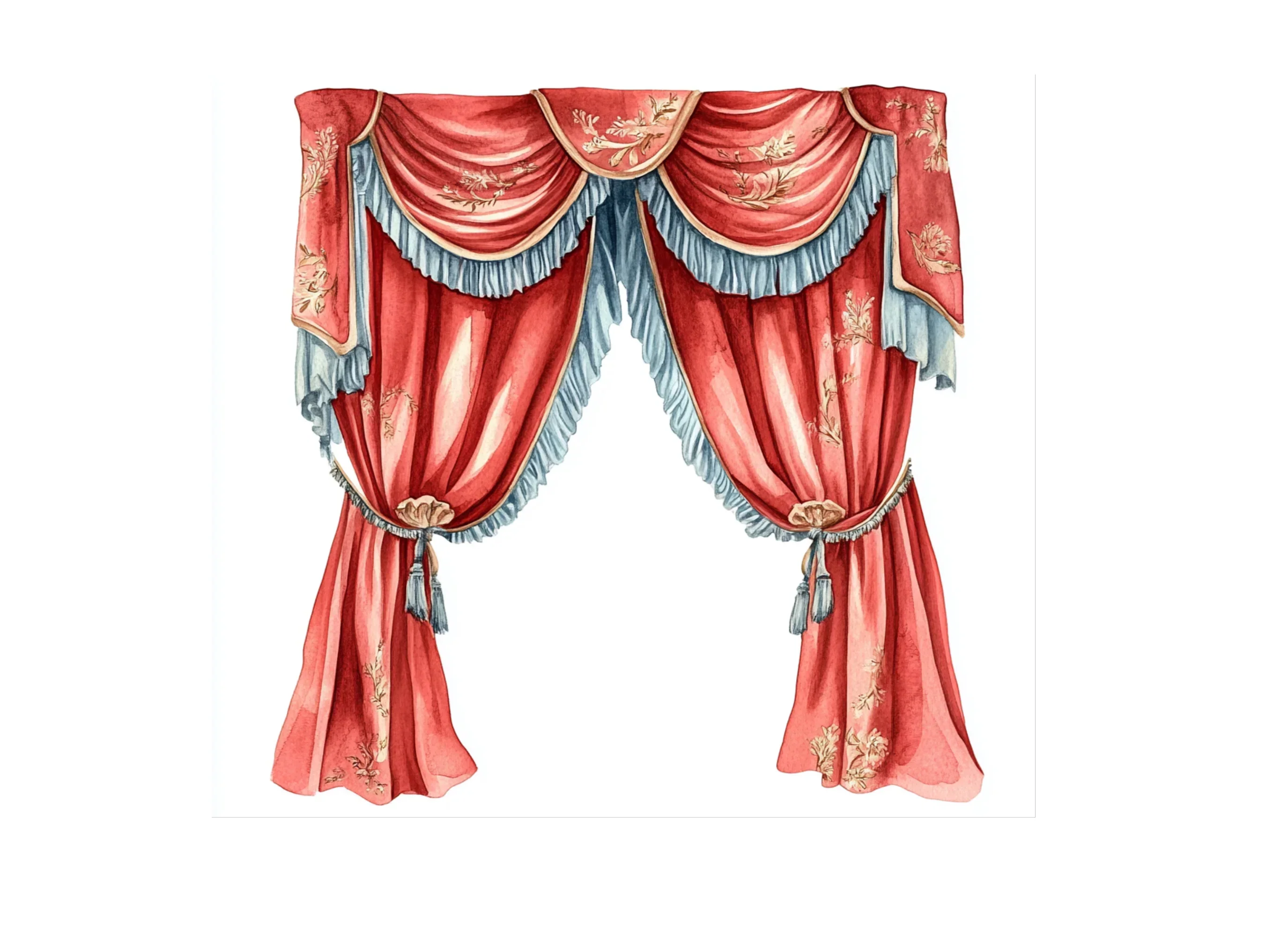 Elegant Red and Gold Curtains Clipart Bundle - Image 2