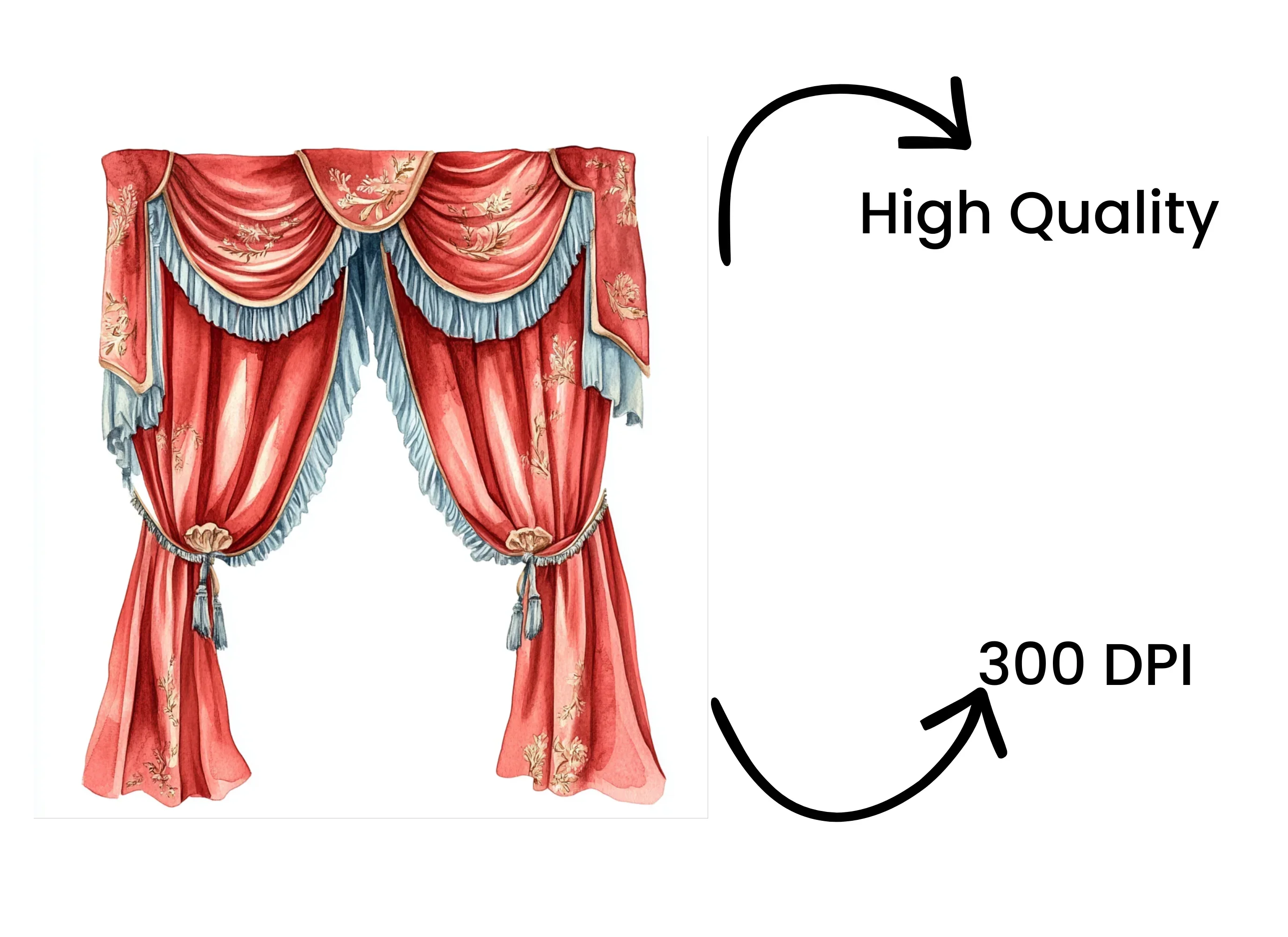 Elegant Red and Gold Curtains Clipart Bundle - Image 4