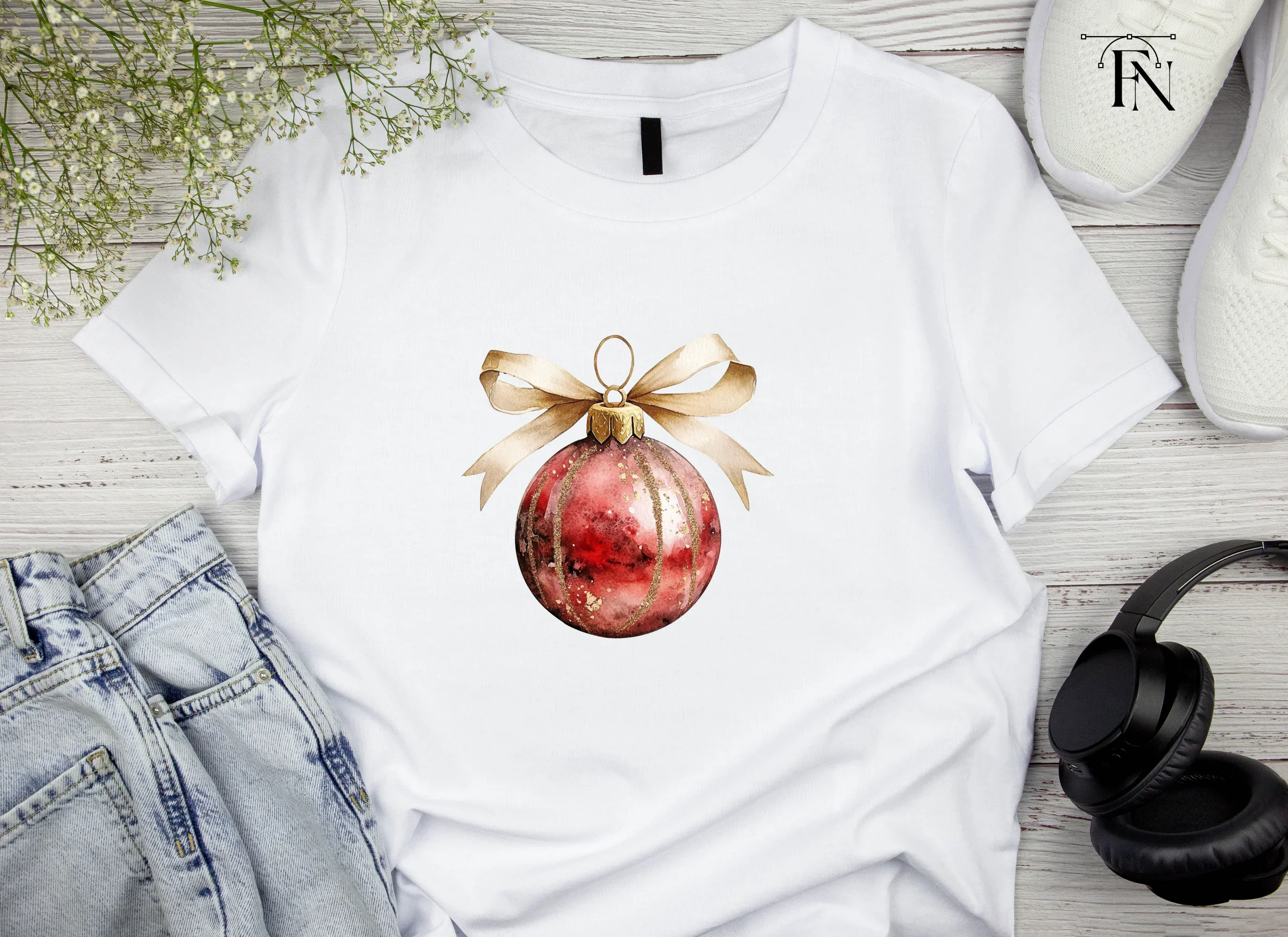 Elegant Red Christmas Ornaments Clipart Bundle - Image 3