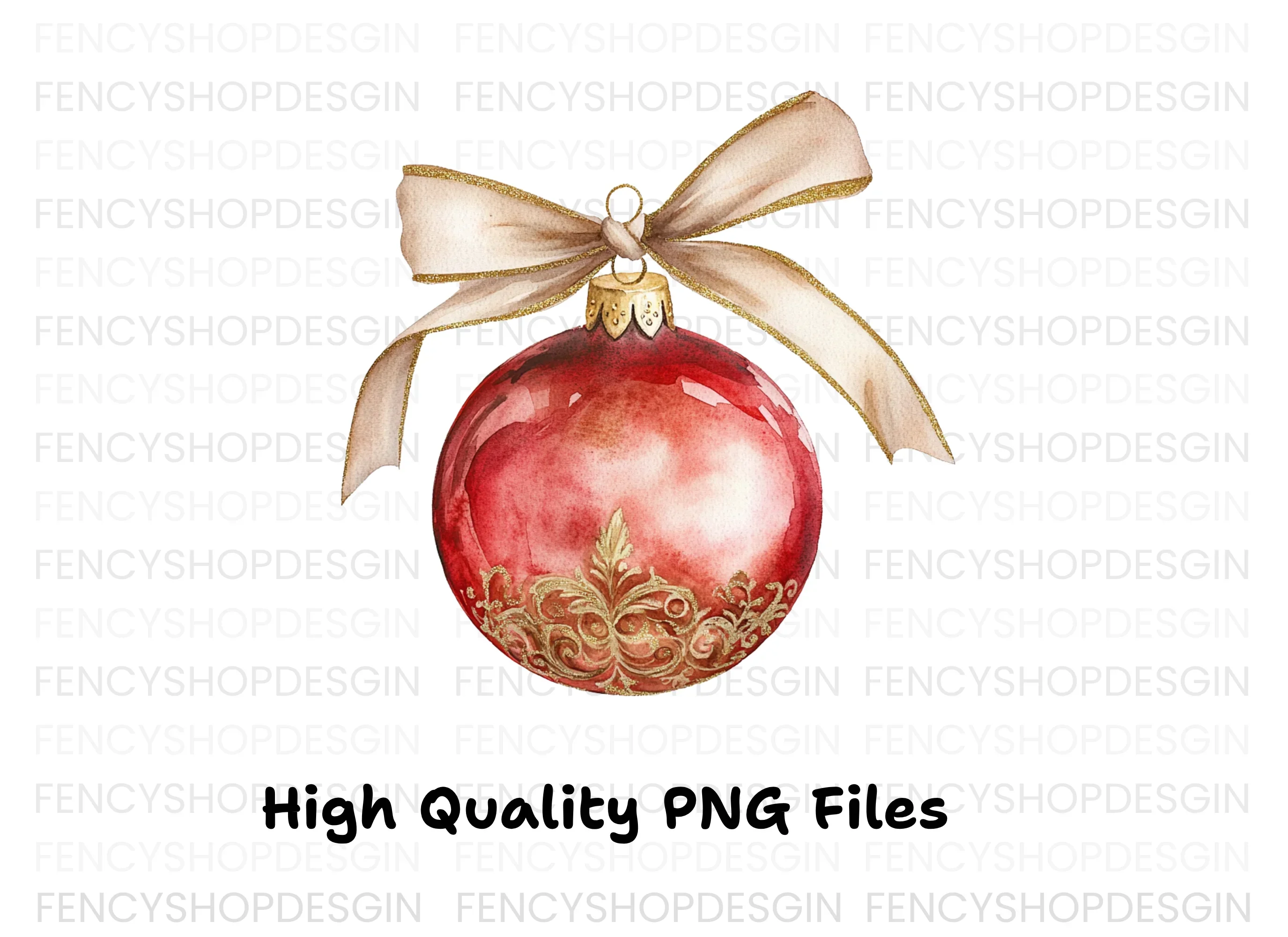 Elegant Red Christmas Ornaments Clipart Bundle - Image 4