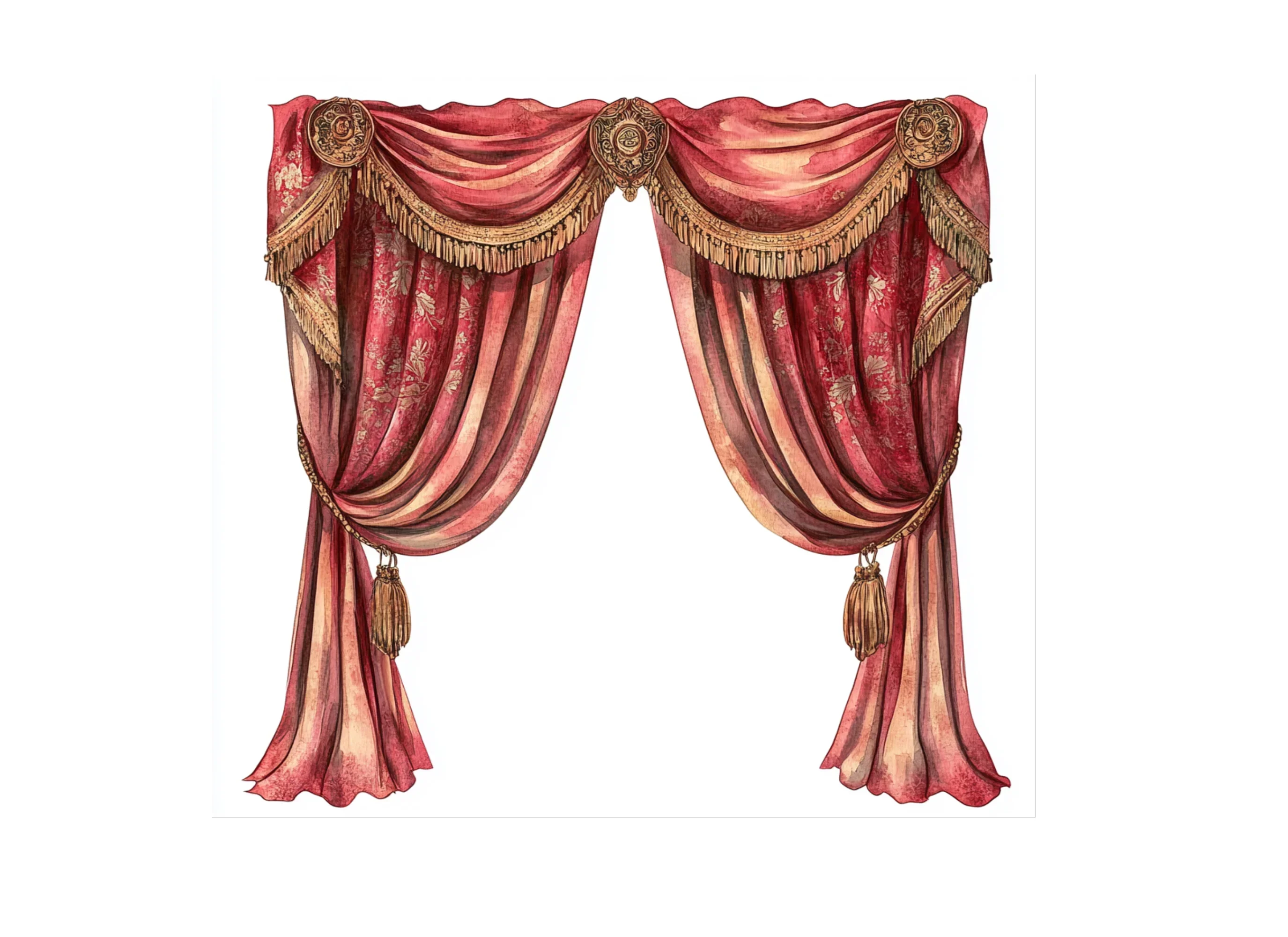 Elegant Red Curtain Clipart Bundle - Image 2