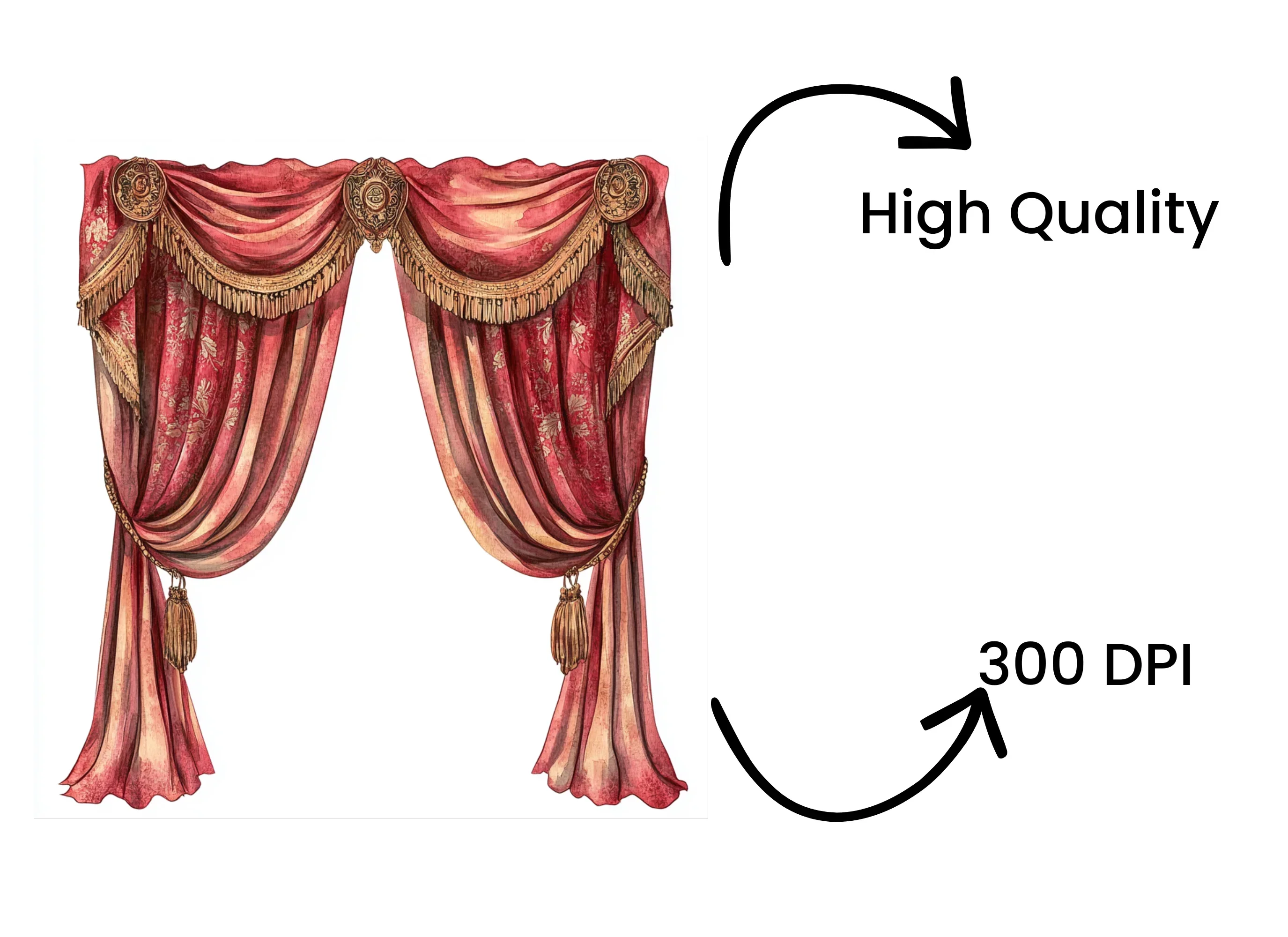 Elegant Red Curtain Clipart Bundle - Image 4