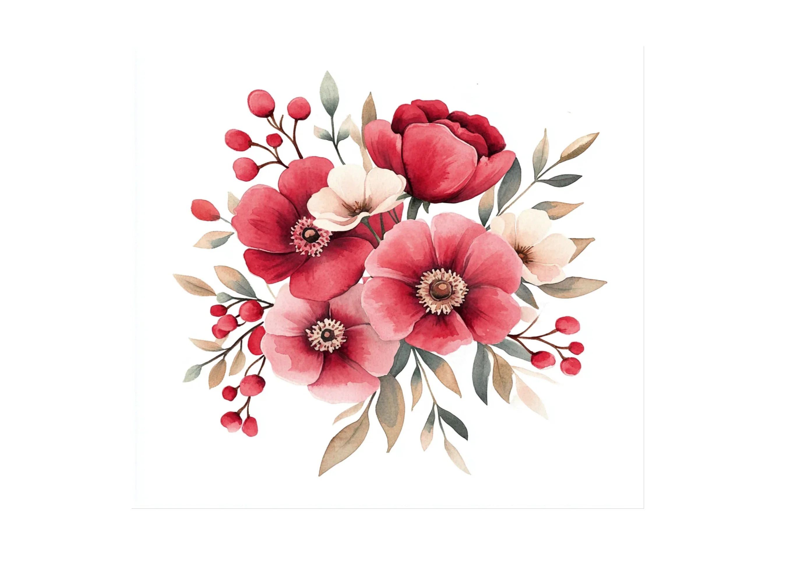 Elegant Red Pink Flower Bouquets Clipart Bundle - Image 3
