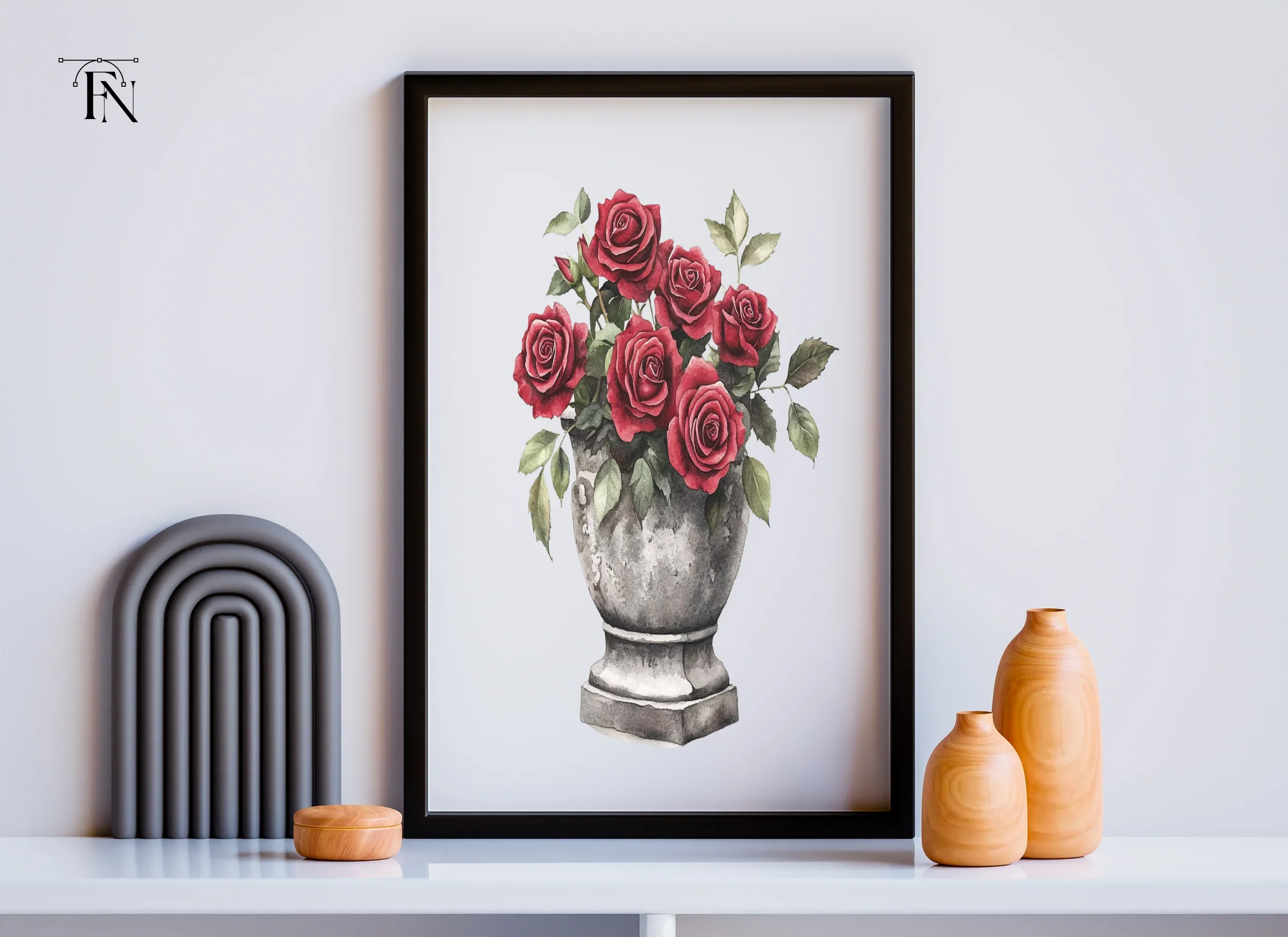 Elegant Red Rose Urn Clipart Bundle - Image 6