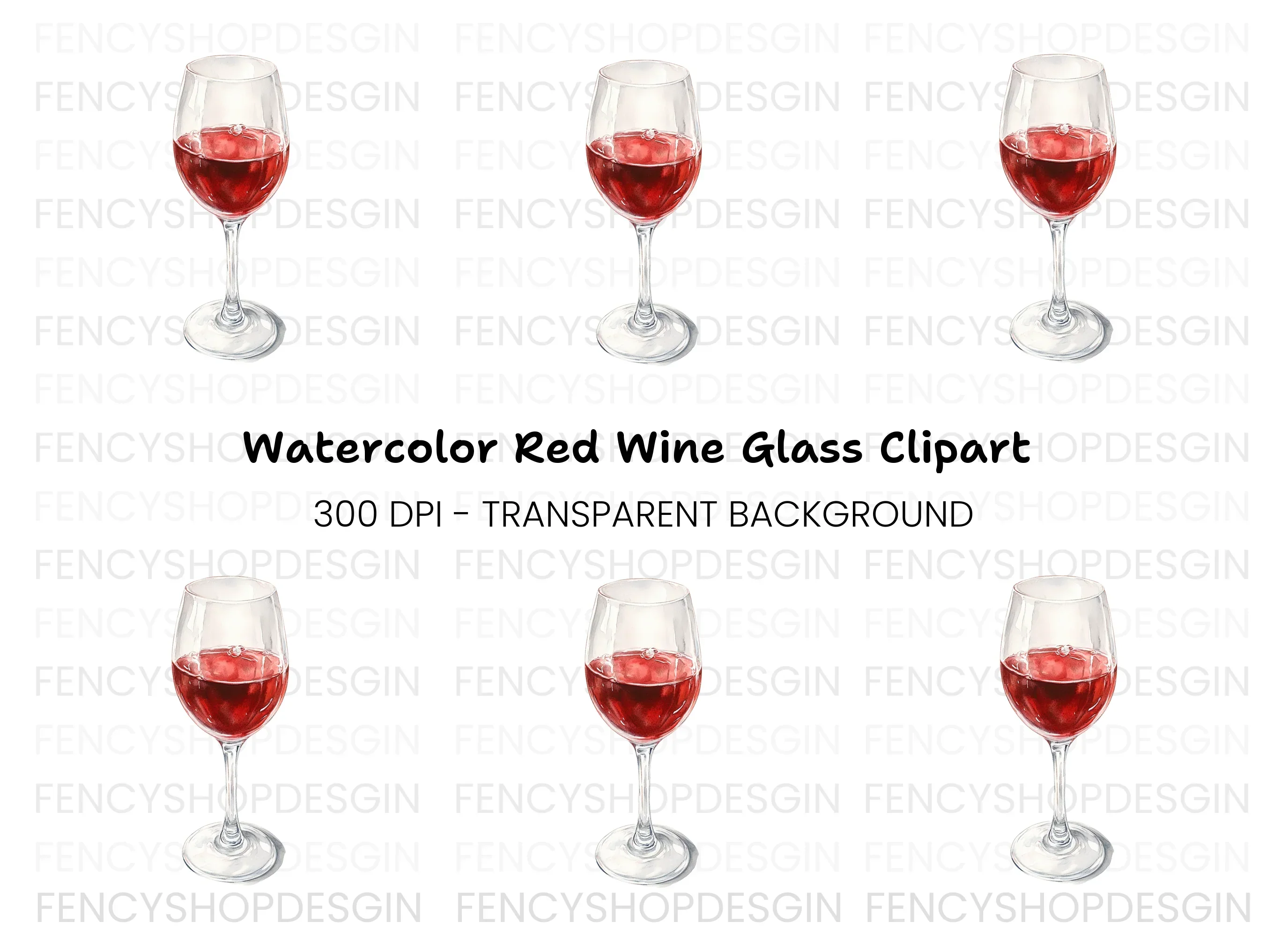 Elegant Red Wine Glass Clipart Bundle