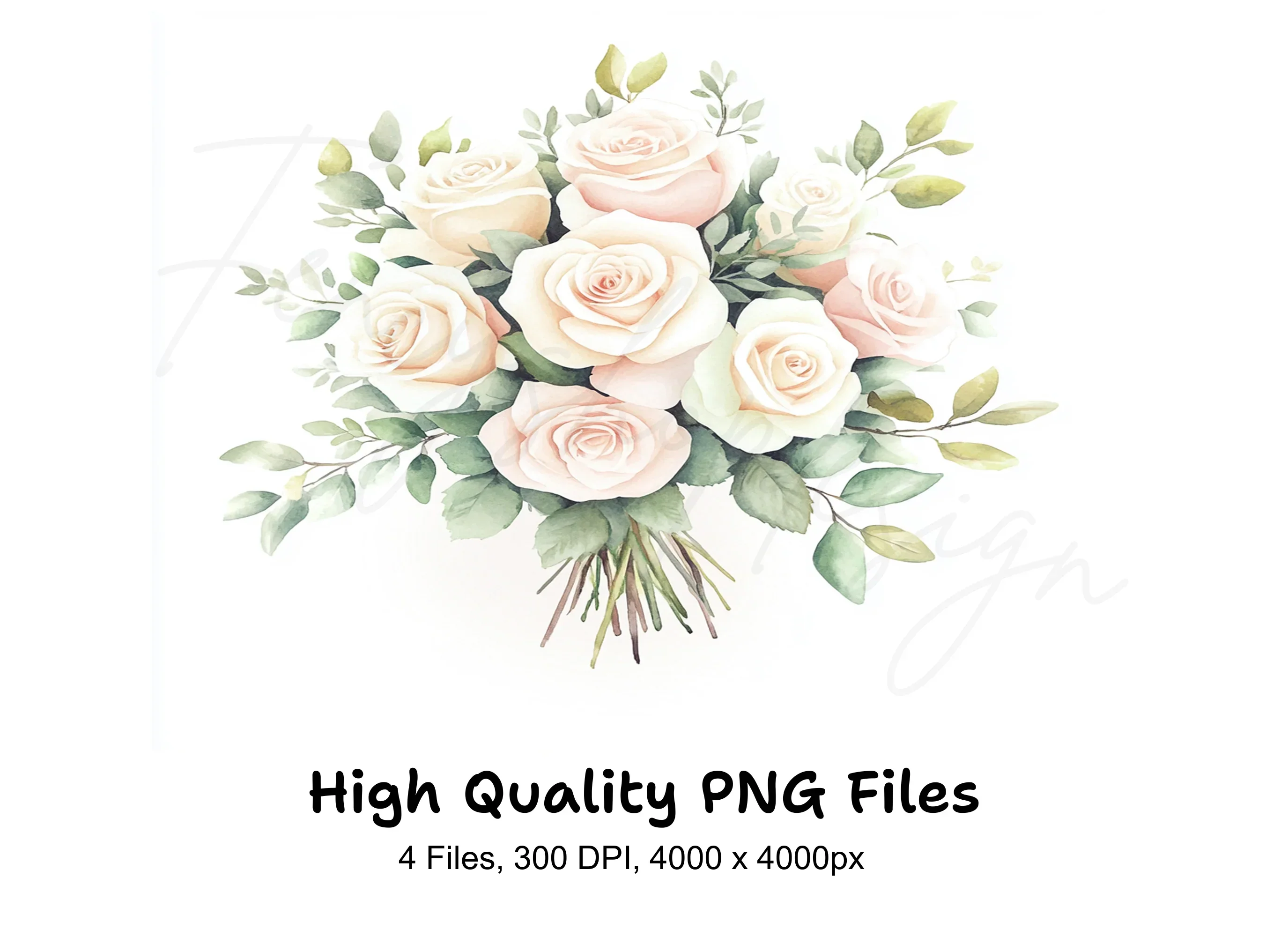 Elegant Rose Bouquet Clipart Bundle