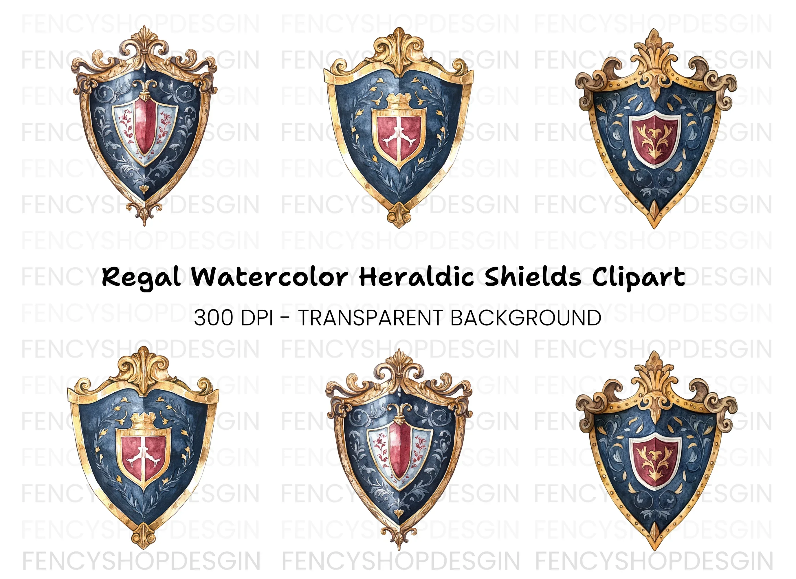 Elegant Royal Crests Clipart Bundle