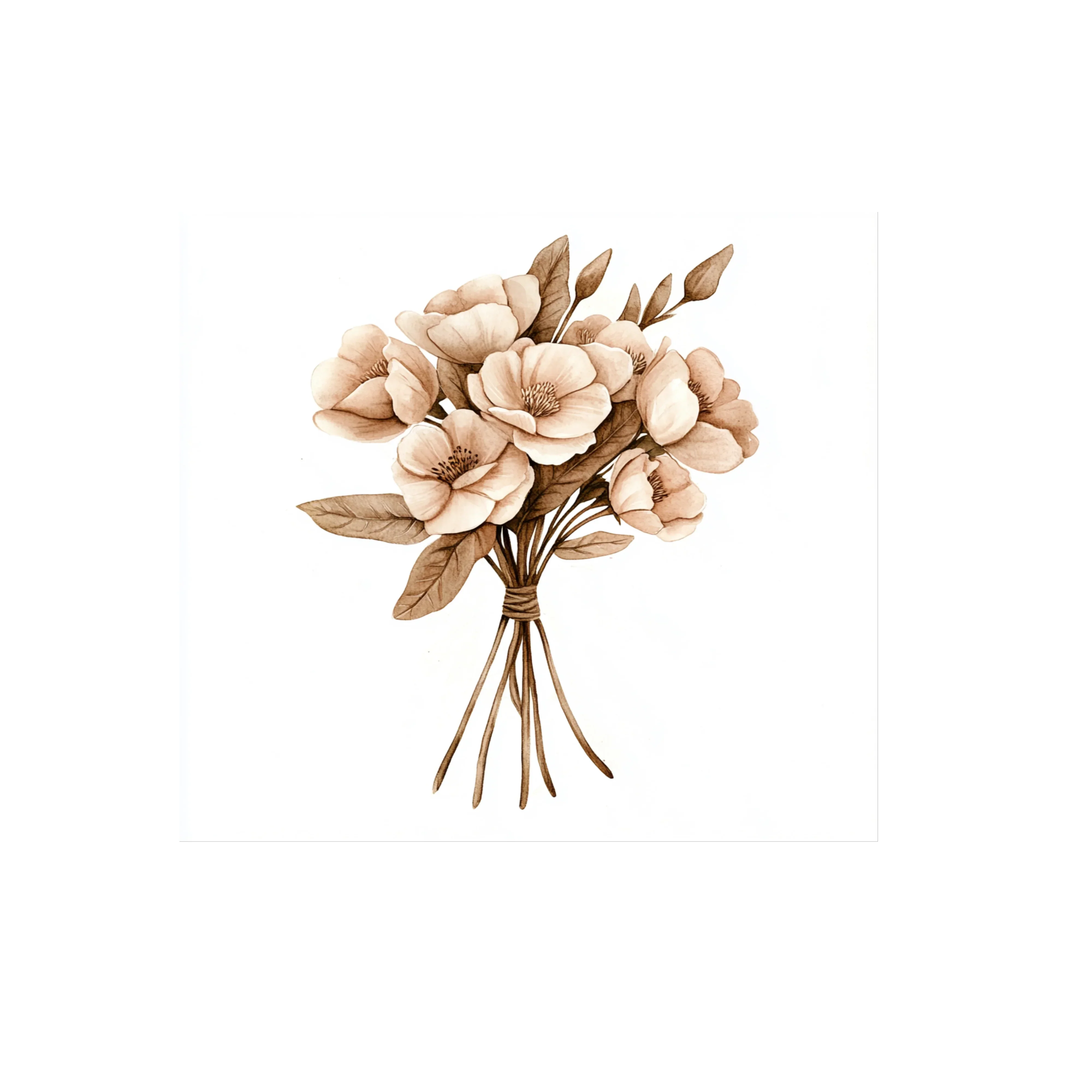 Elegant Sepia Floral Bouquet Clipart Bundle - Image 2