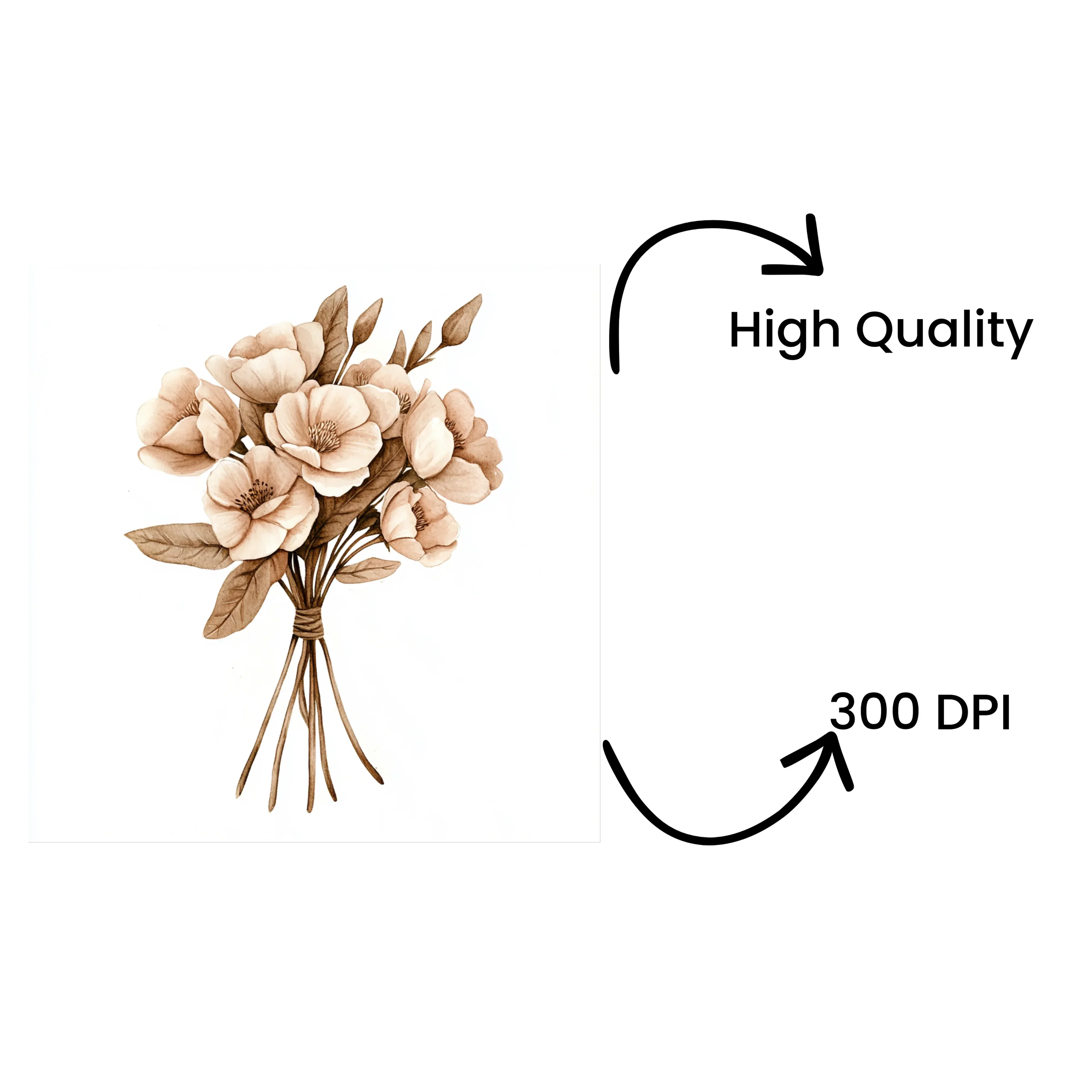 Elegant Sepia Floral Bouquet Clipart Bundle - Image 4