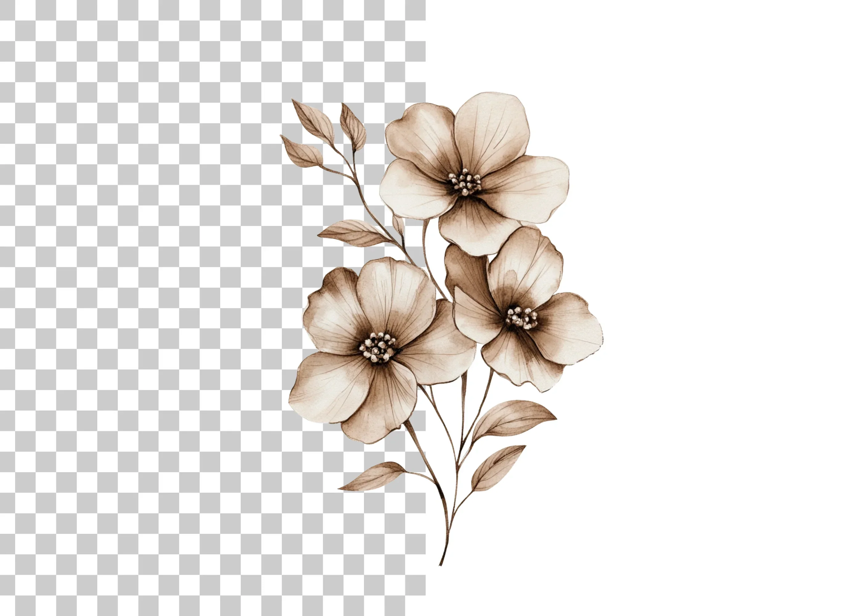 Elegant Sepia Floral Clipart Bundle - Image 2
