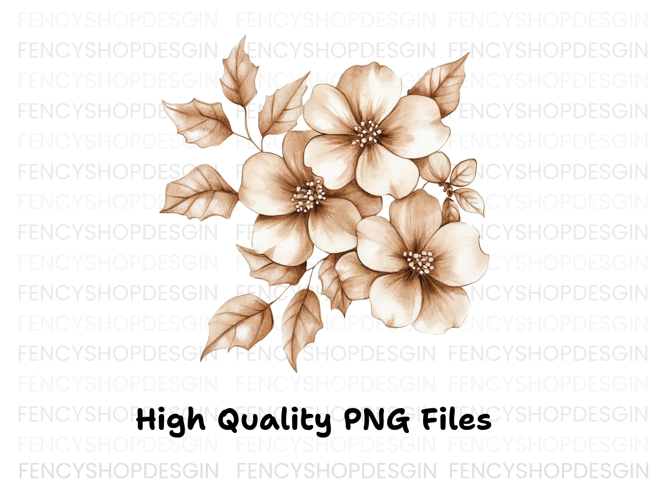 Elegant Sepia Floral Clipart Bundle - Image 3