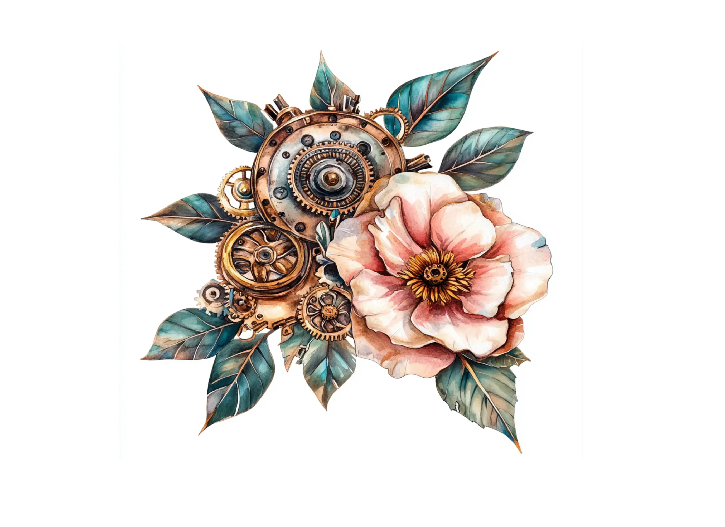 Elegant Steampunk Flower Bouquets Clipart Bundle - Image 3