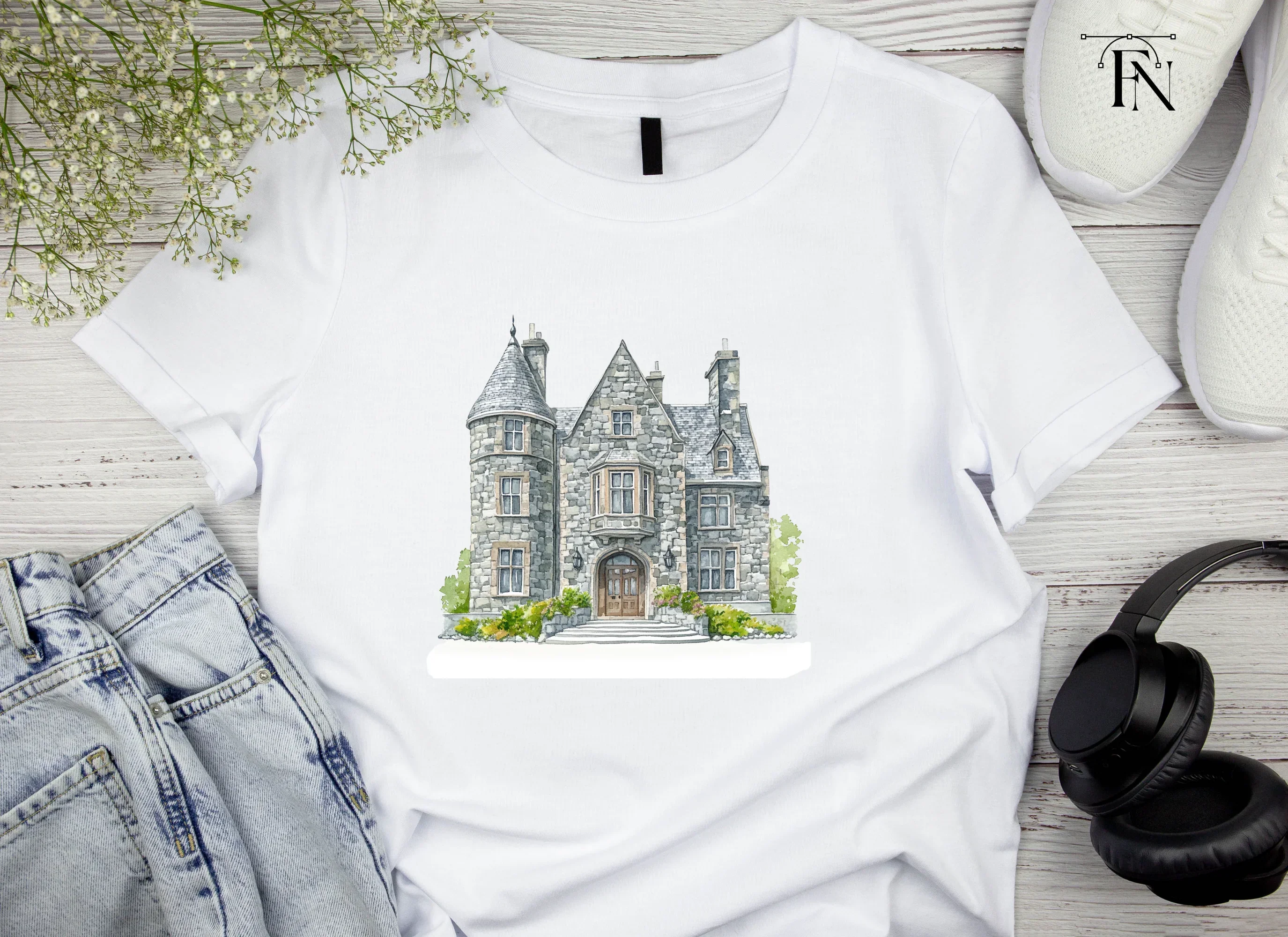 Elegant Stone Manor House Clipart Bundle - Image 4