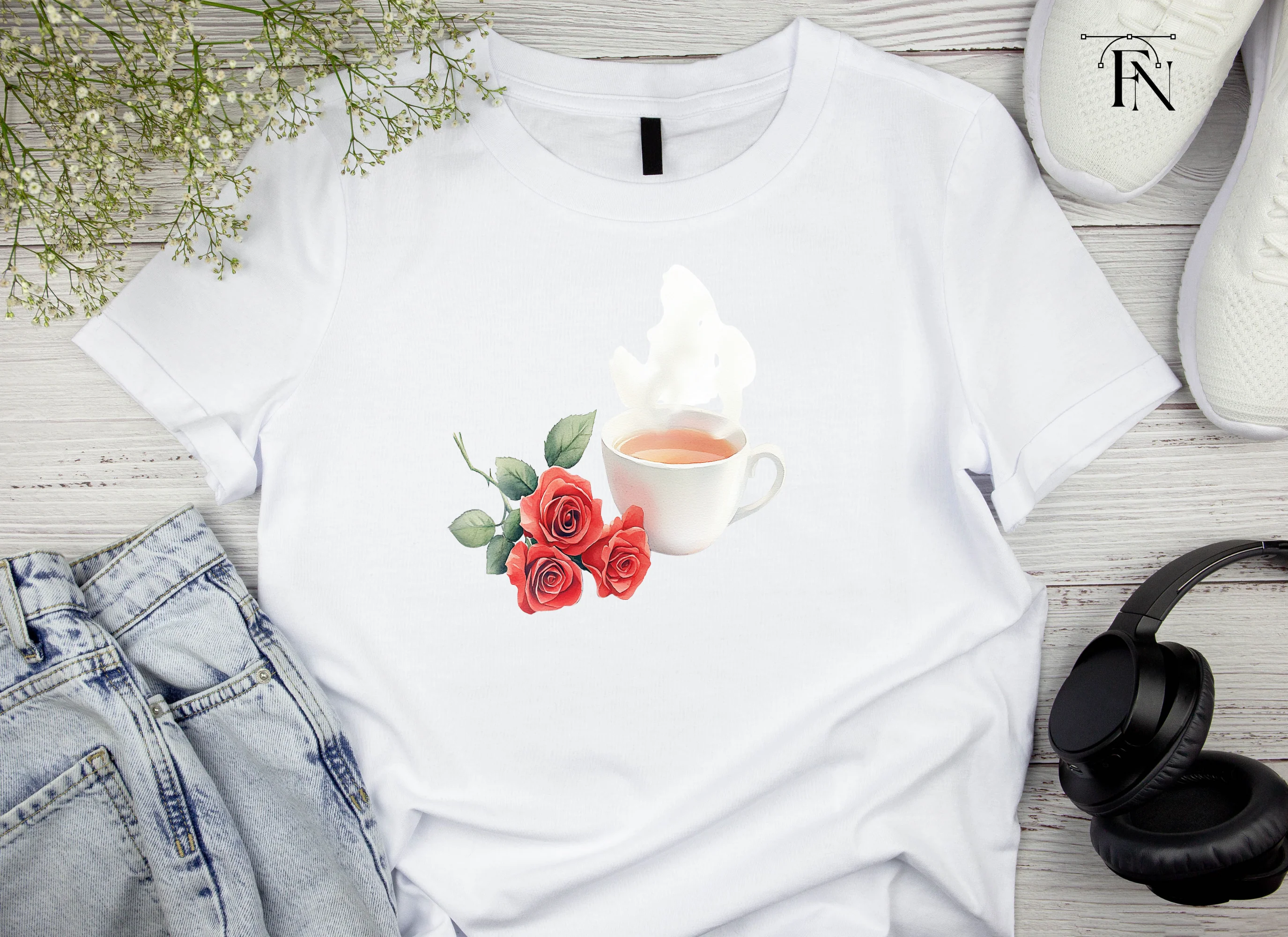 Elegant Tea Cup with Red Roses Clipart Bundle - Image 4