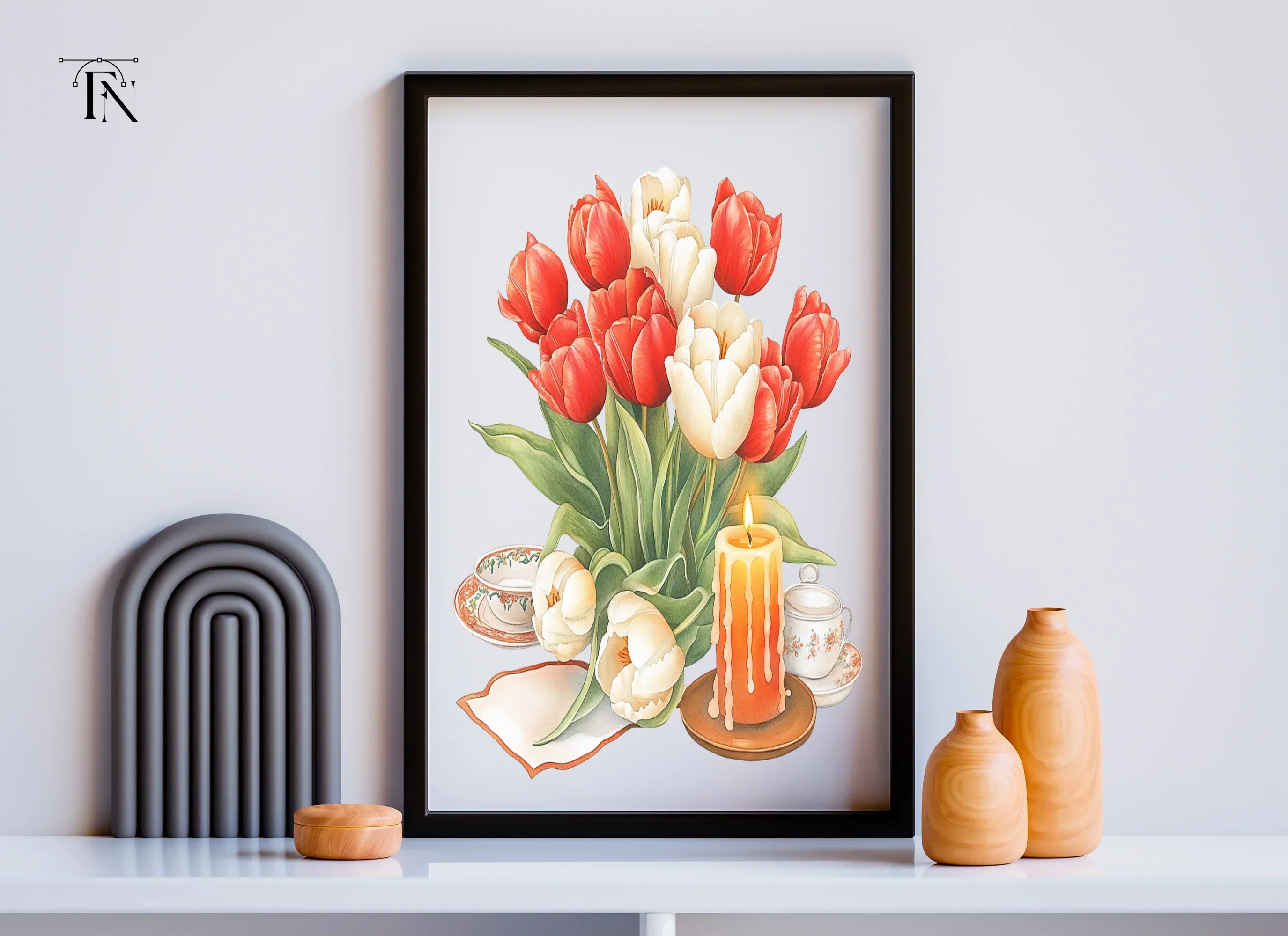 Elegant Tulip Candle Dinner Clipart Bundle - Image 4