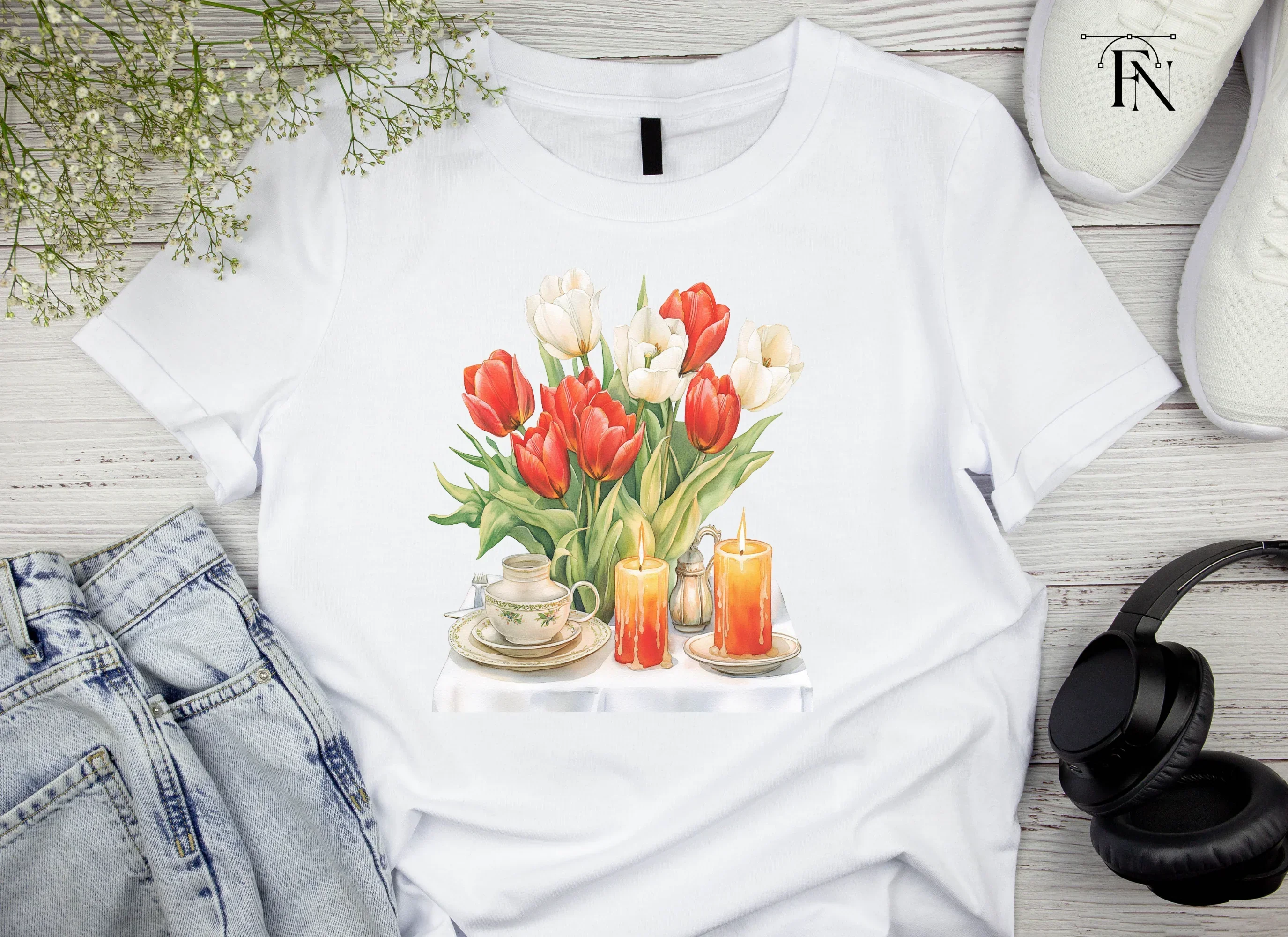 Elegant Tulip Candle Dinner Clipart Bundle - Image 5