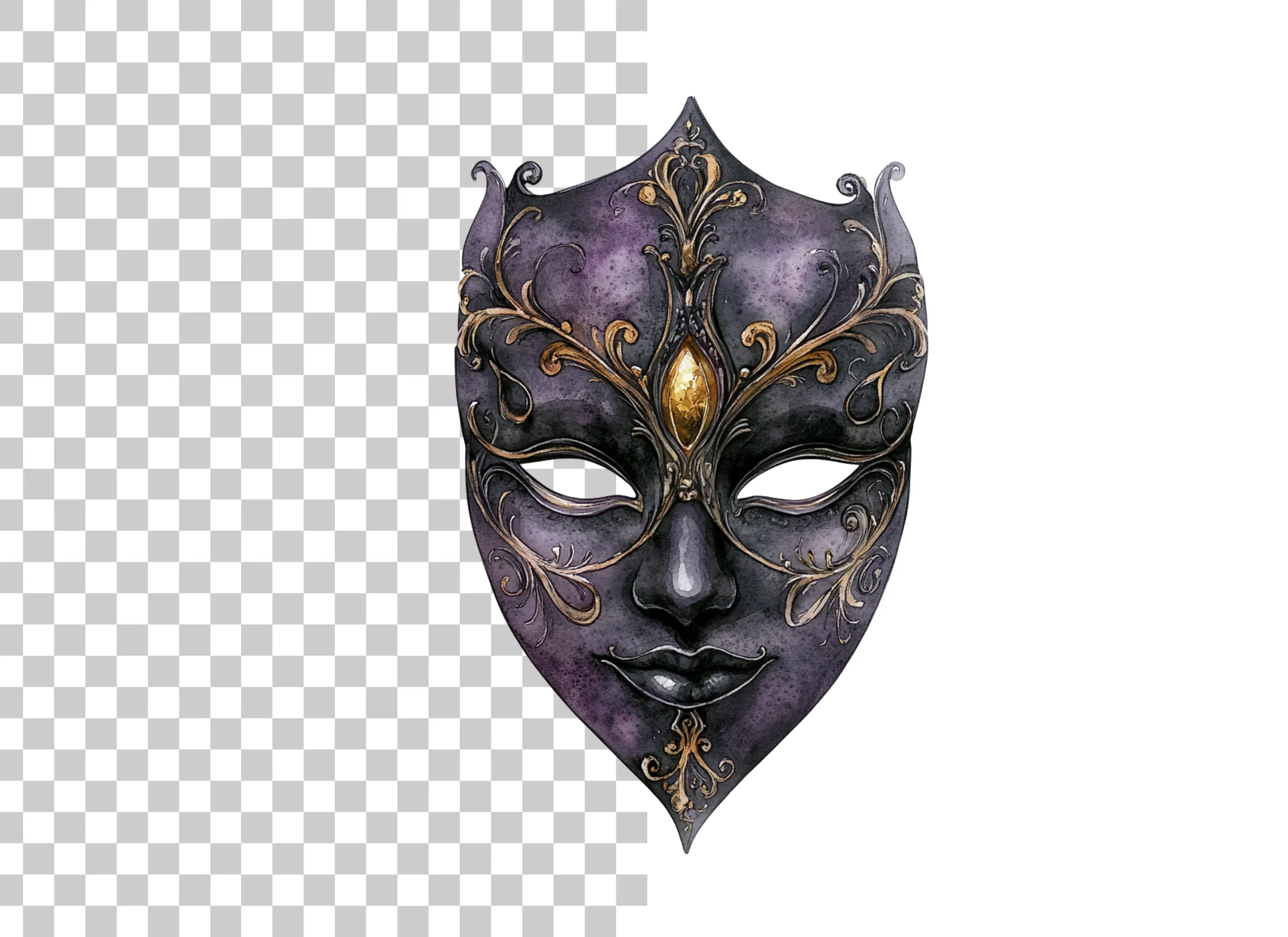 Elegant Venetian Masquerade Masks Clipart Bundle - Image 3