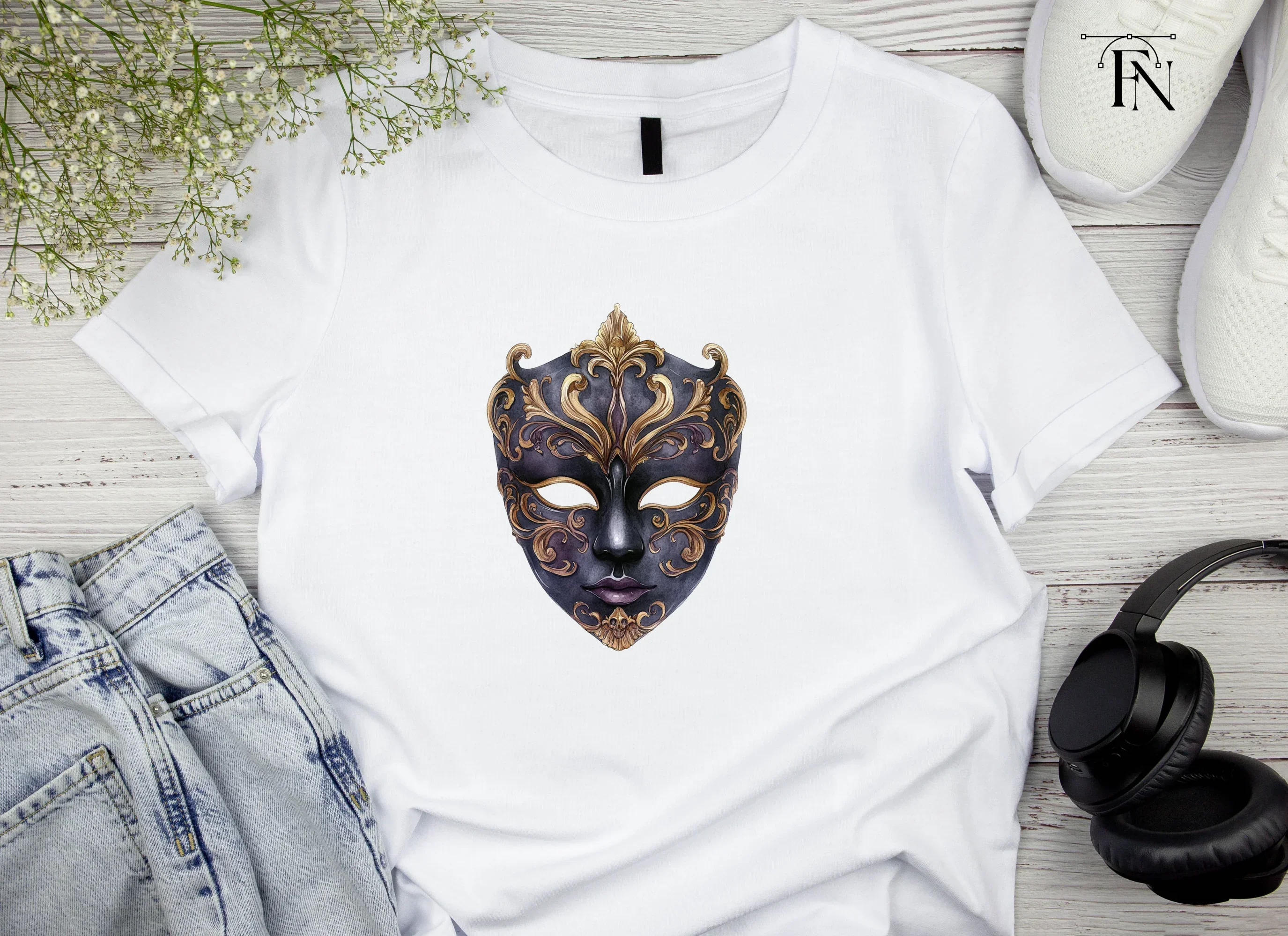 Elegant Venetian Masquerade Masks Clipart Bundle - Image 6