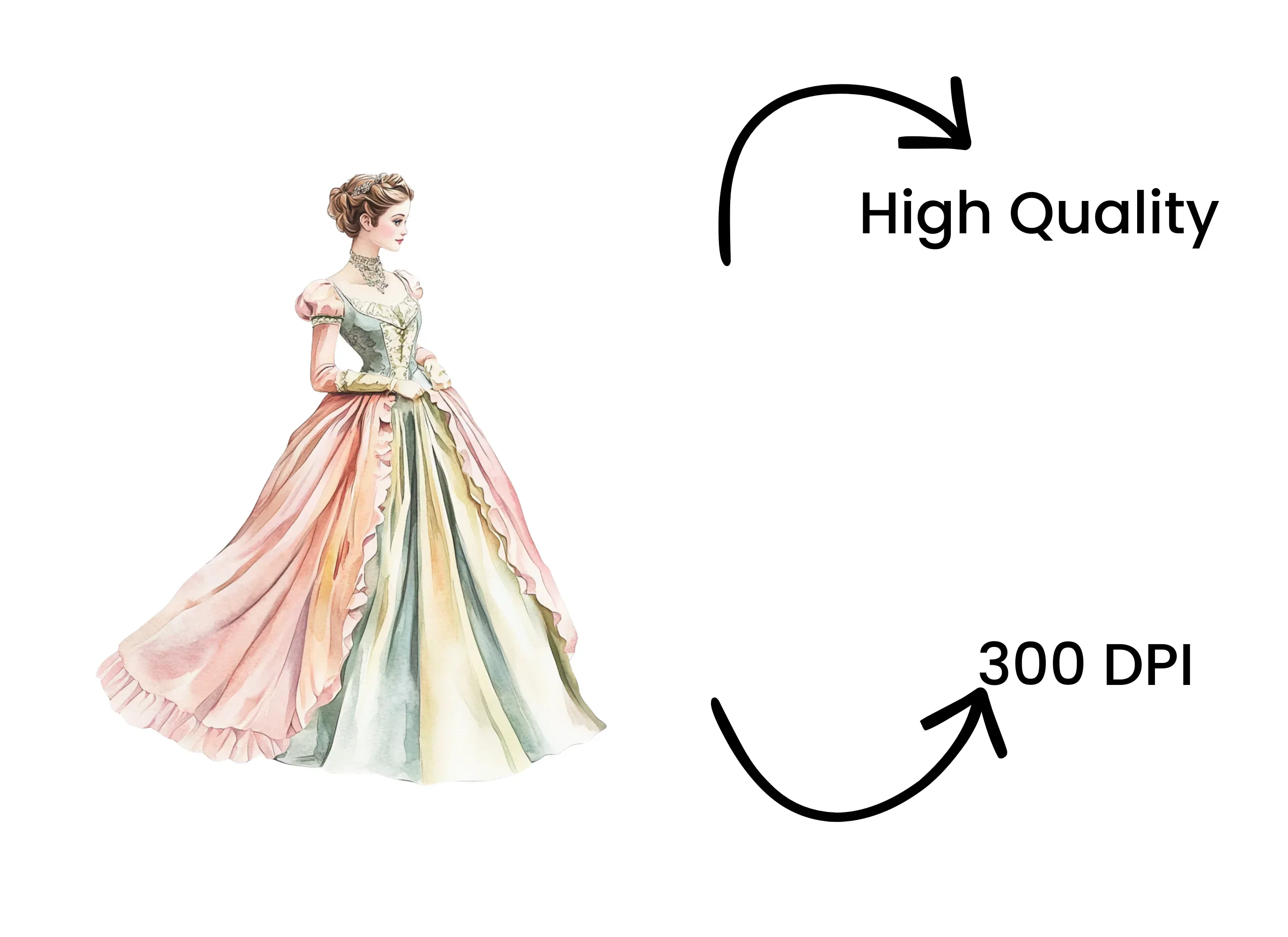 Elegant Victorian Ball Gown Clipart Bundle - Image 4