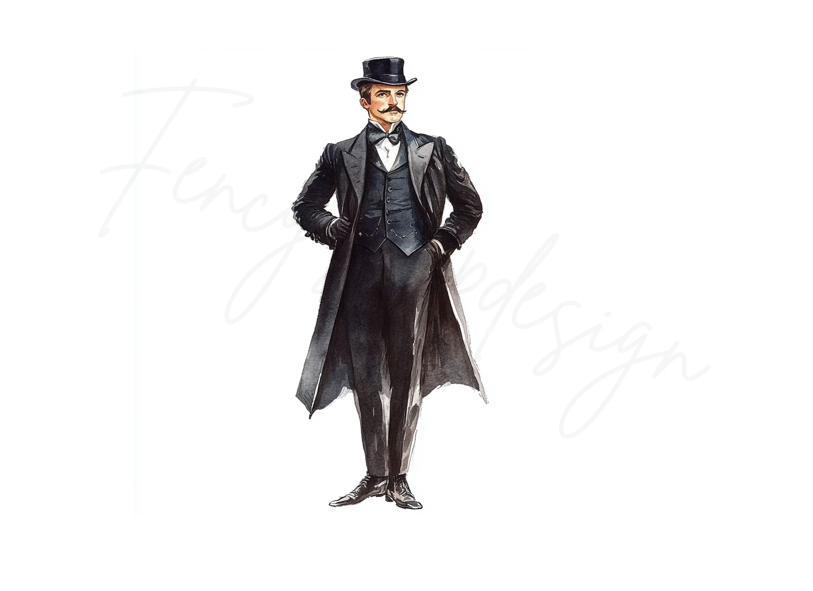 Elegant Victorian Men Clipart Bundle - Image 2