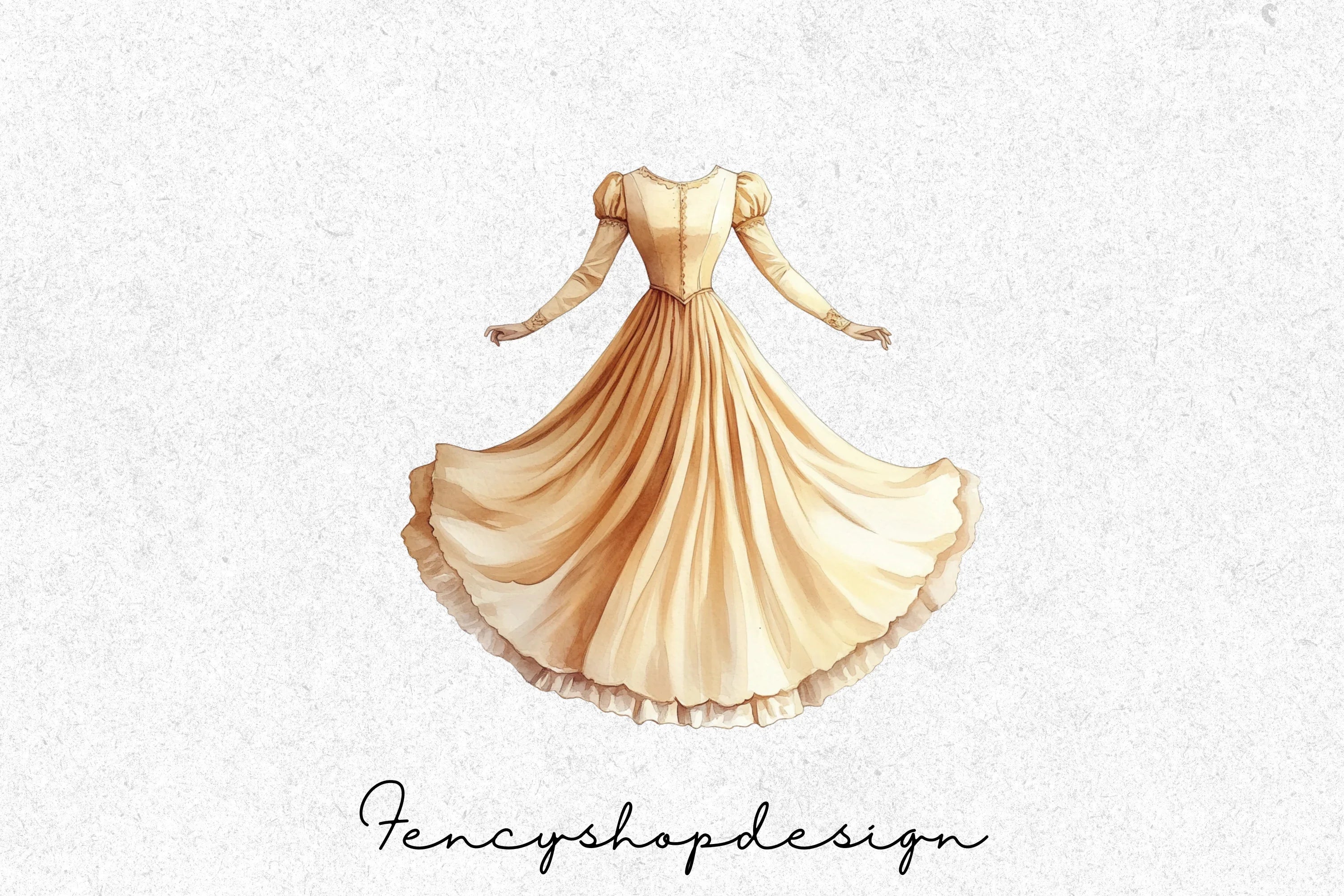 Elegant Vintage Dresses Clipart Bundle - Image 3