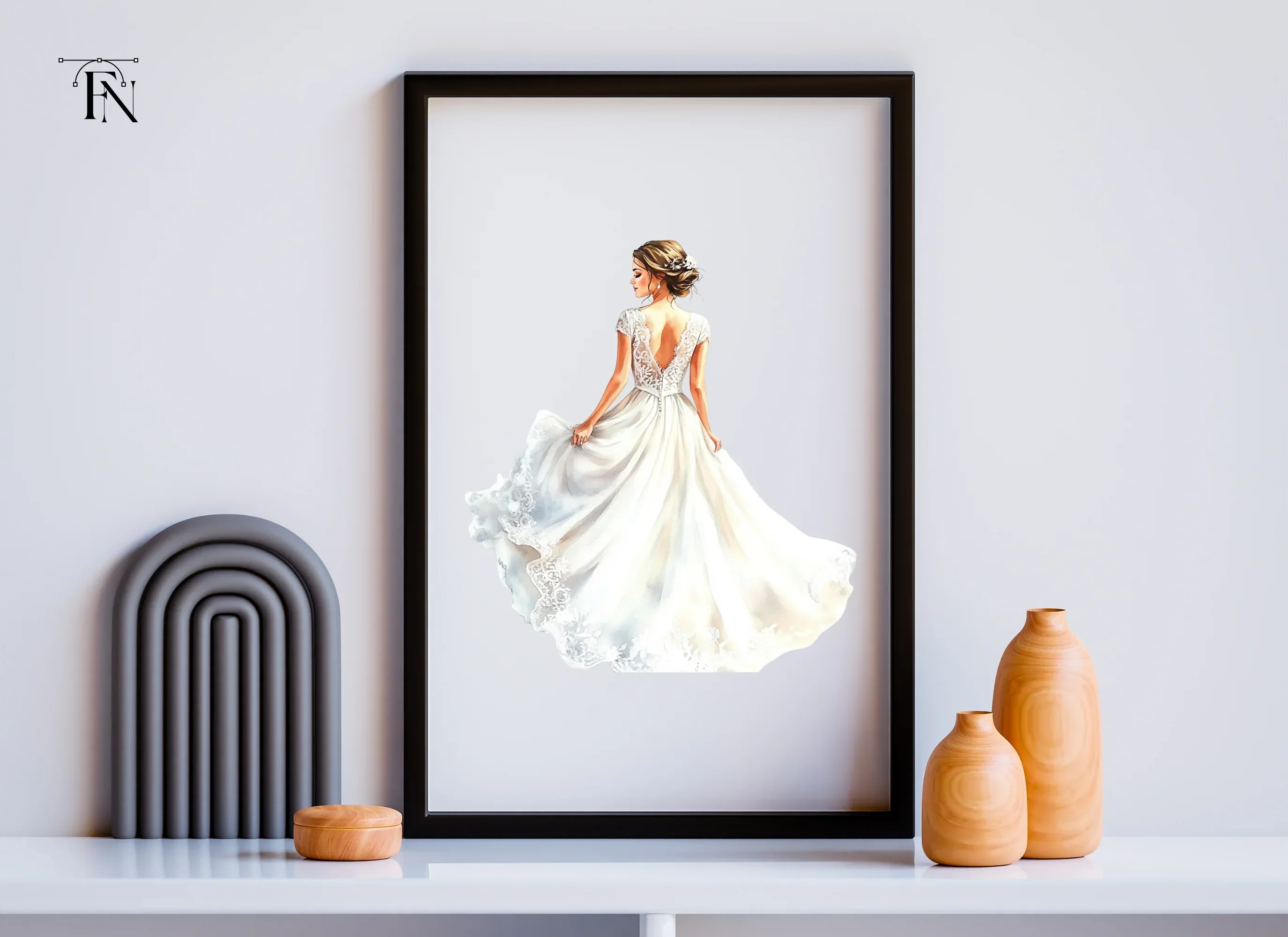Elegant Wedding Dress Back View Clipart Bundle - Image 6