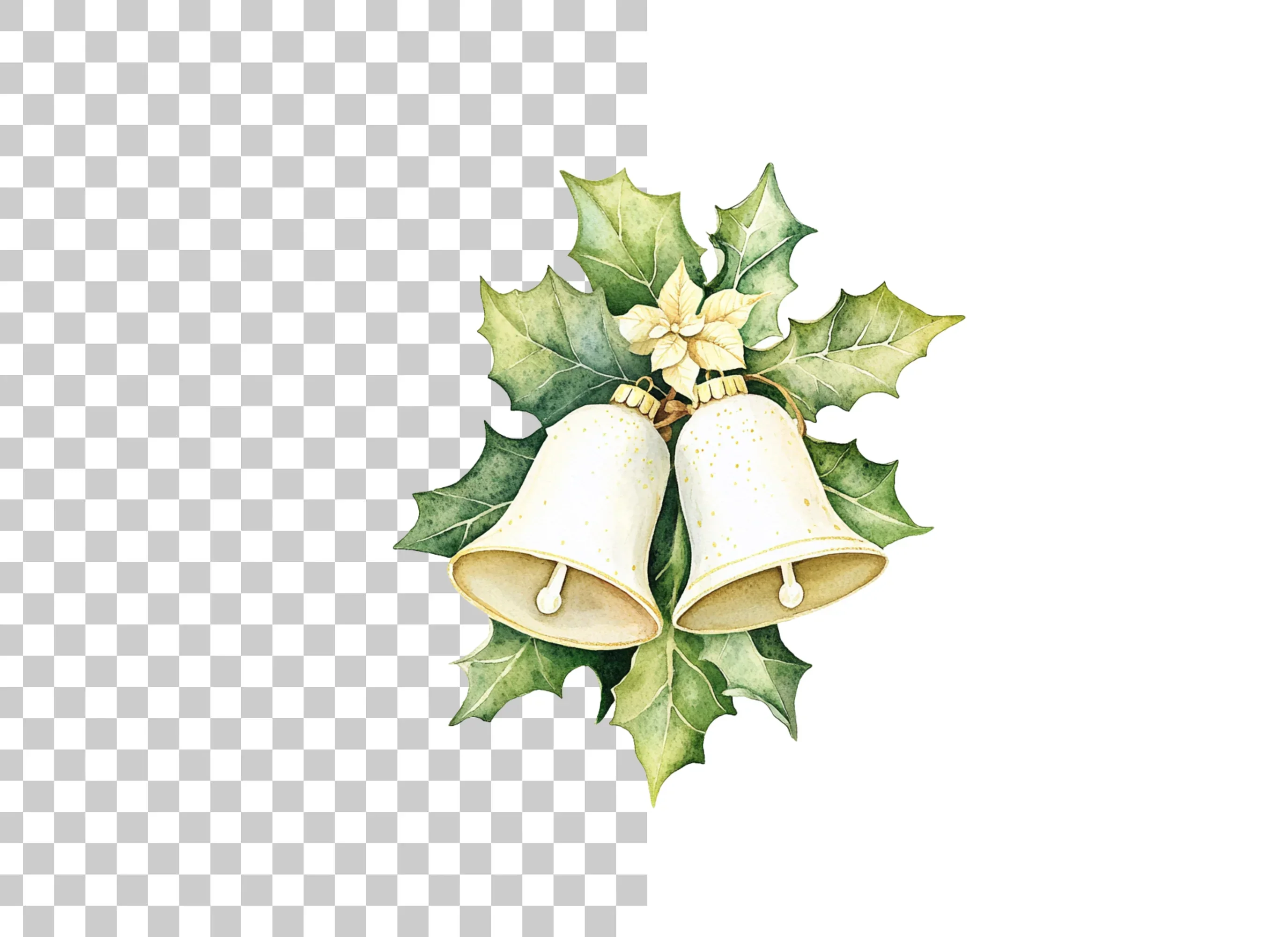 Elegant White Christmas Bells Clipart Bundle - Image 6
