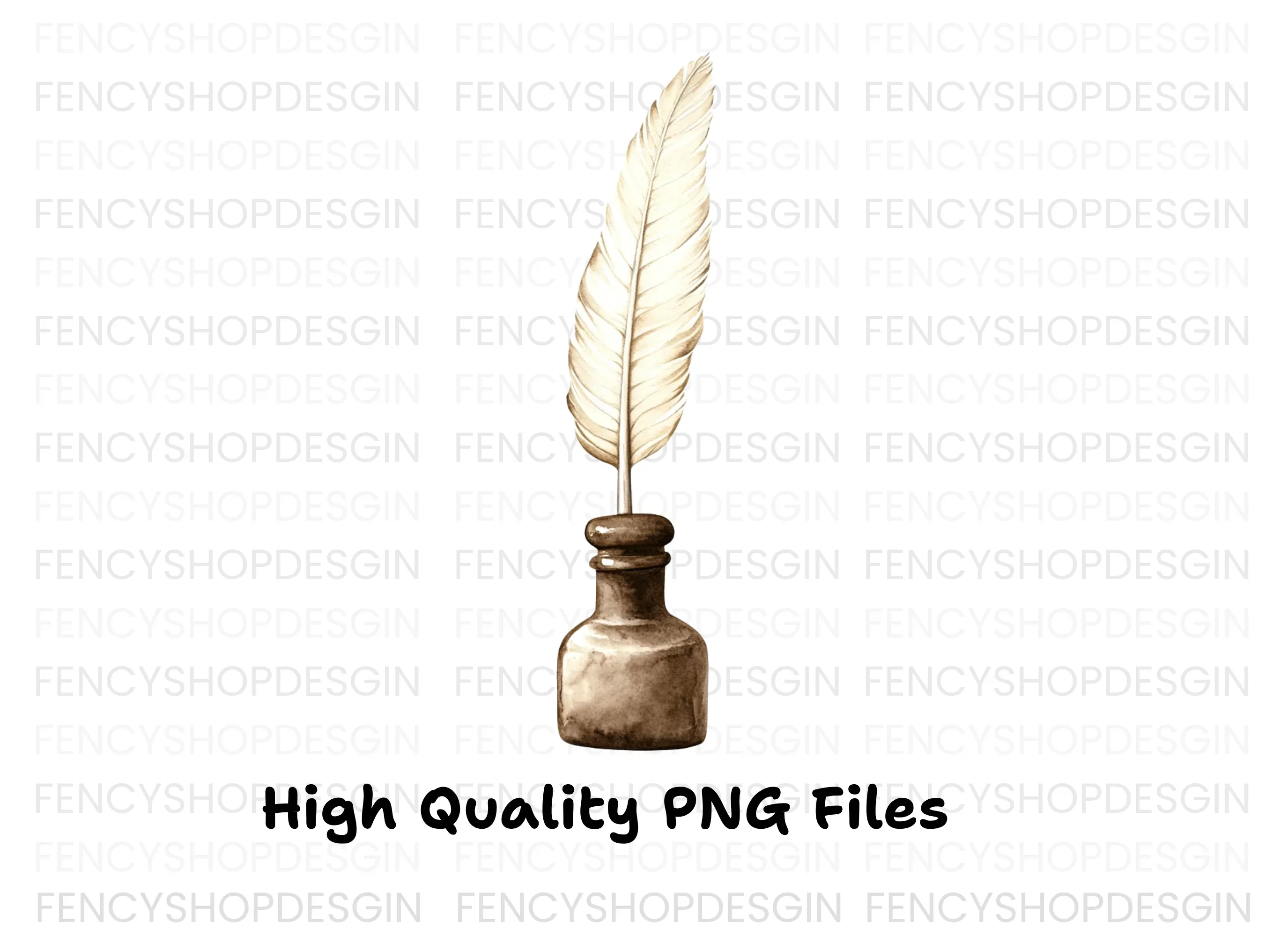 Elegant White Feather Quill Inkwell Clipart Bundle - Image 3