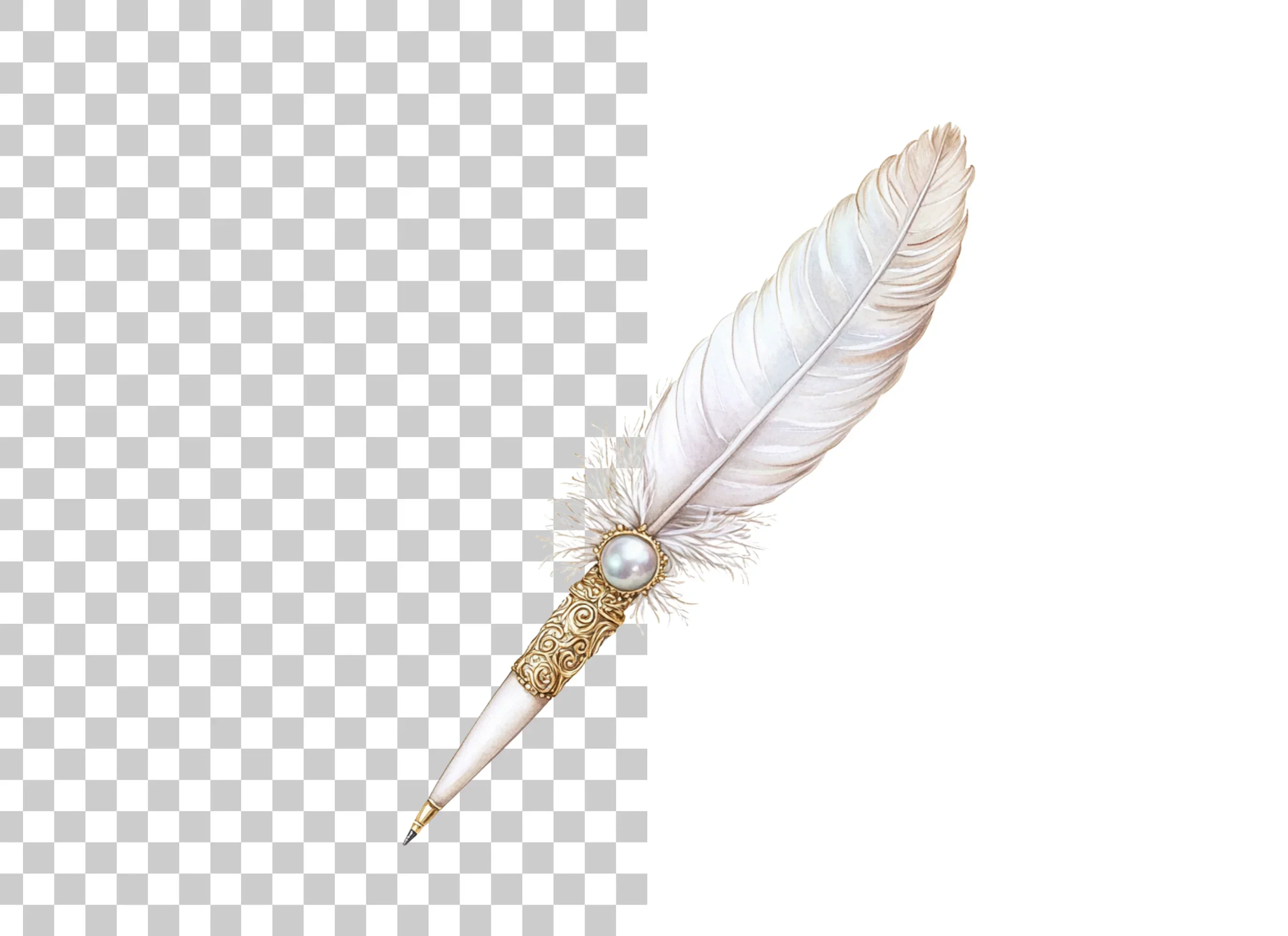 Elegant White Feather Quill Pen Clipart Bundle - Image 2