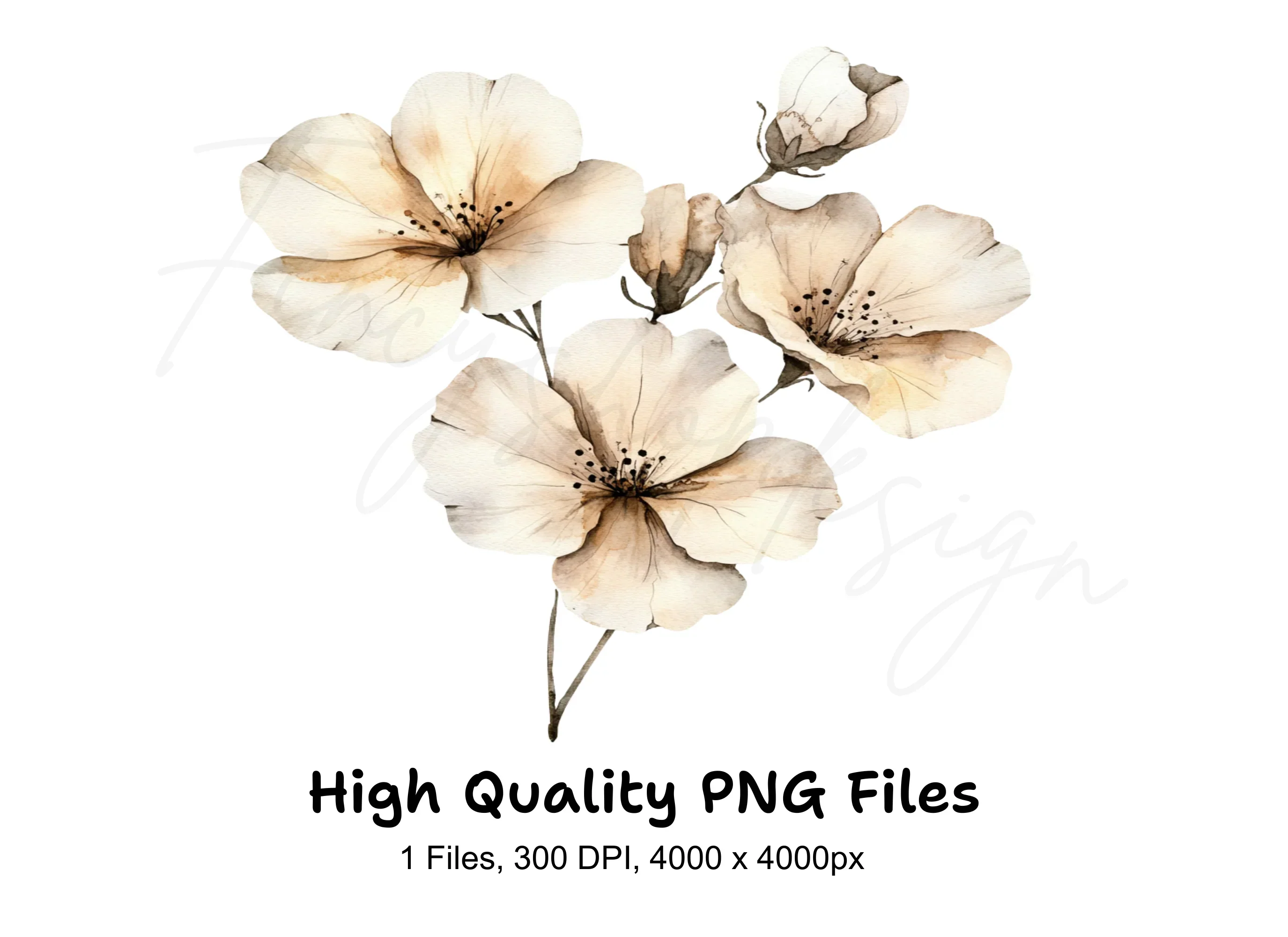 Elegant White Floral Clipart Bundle