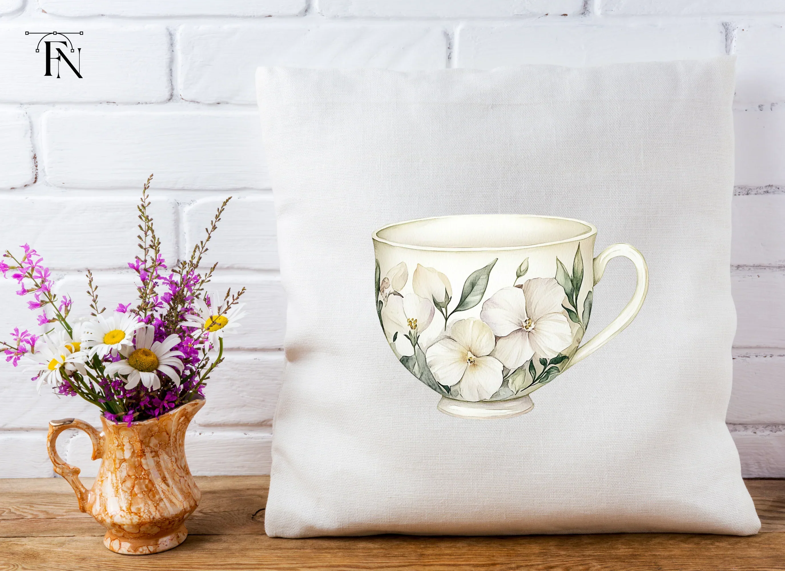 Elegant White Floral Teacup Clipart Bundle - Image 3