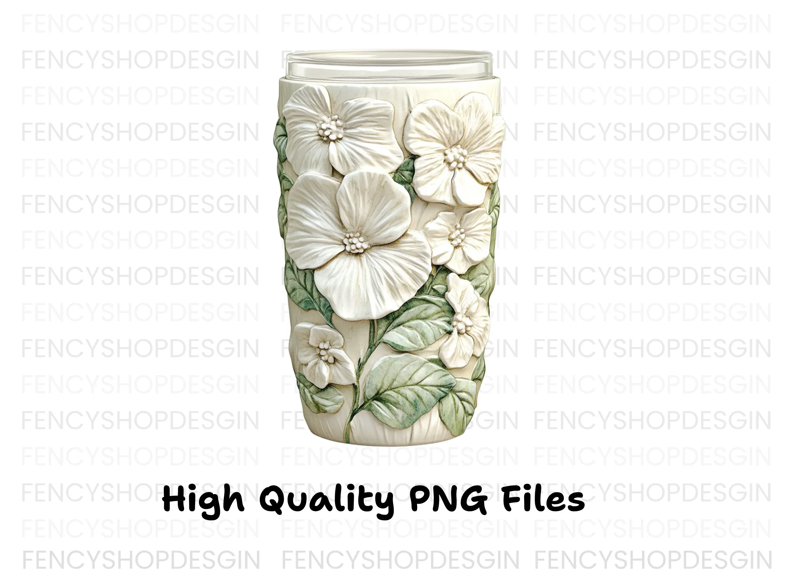 Elegant White Floral Tumbler Clipart Bundle - Image 3