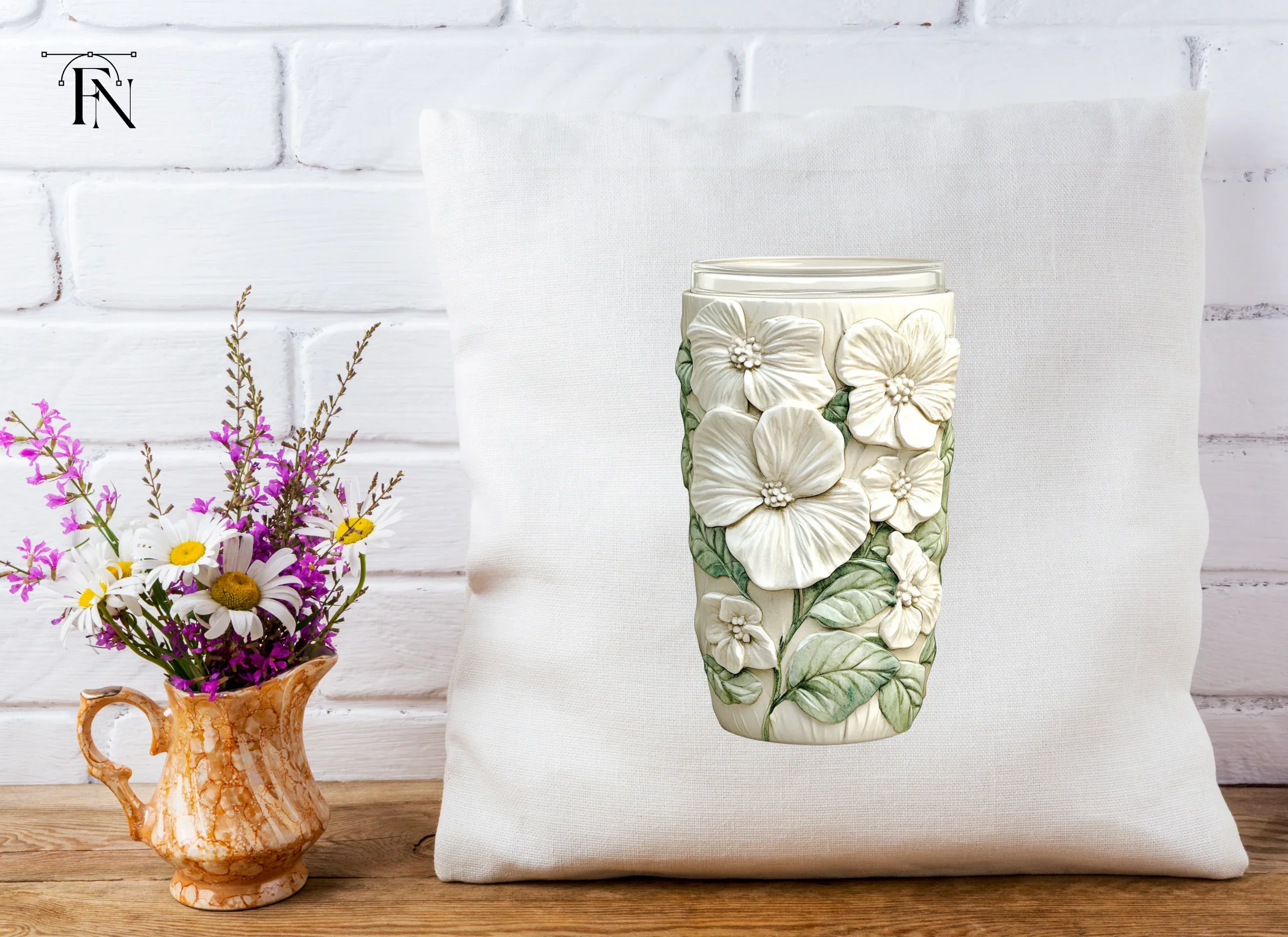 Elegant White Floral Tumbler Clipart Bundle - Image 5