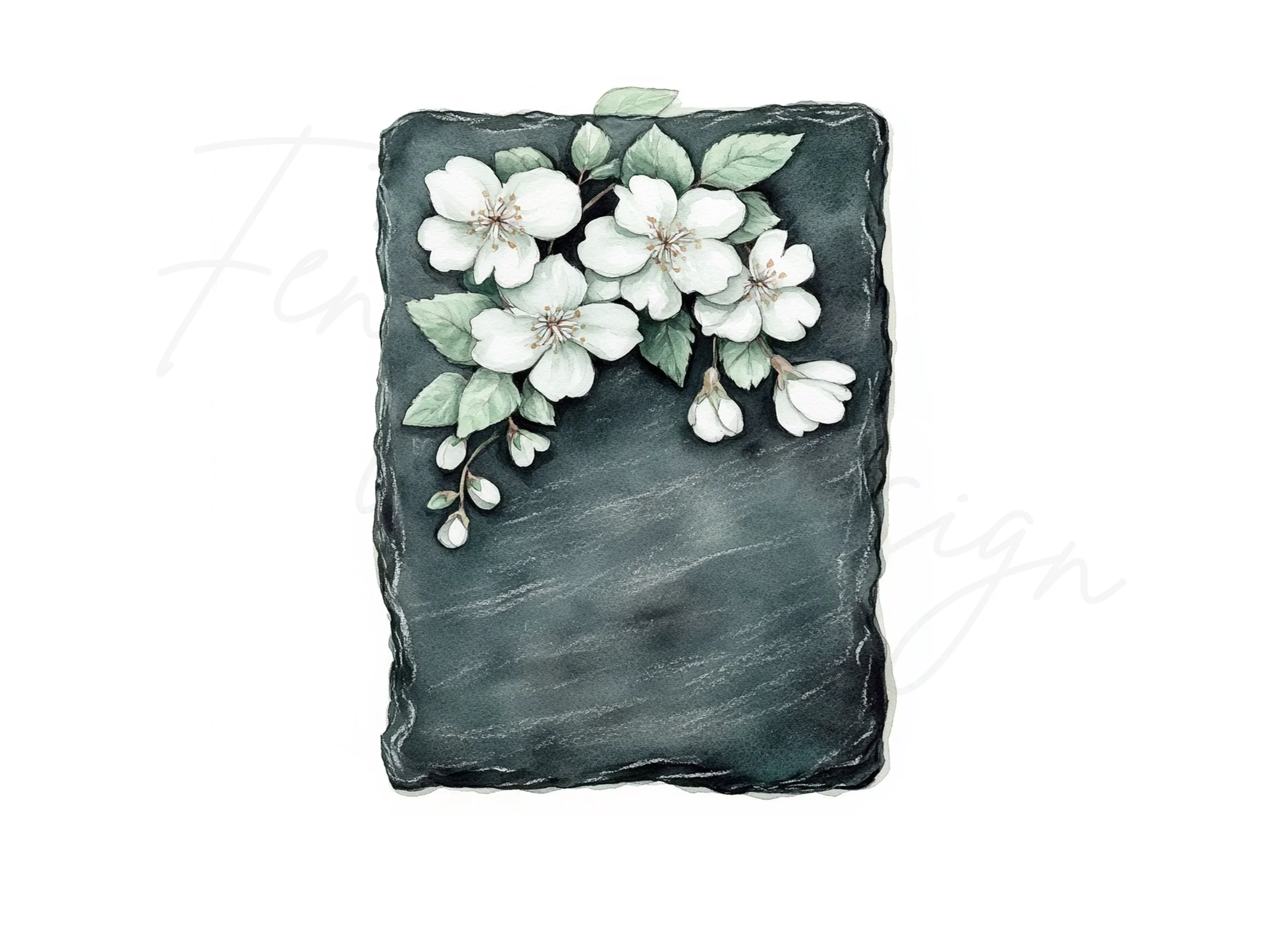 Elegant White Flowers on Slate Clipart Bundle - Image 3
