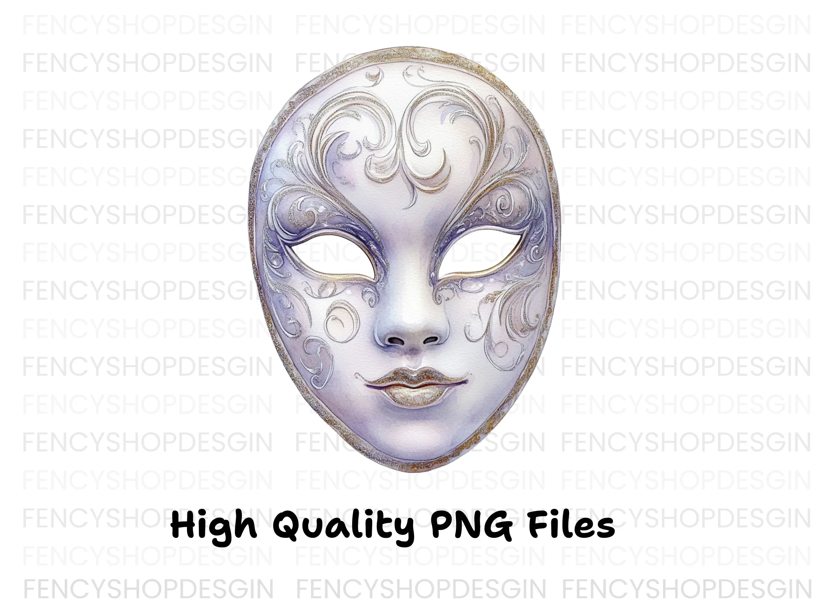 Elegant White Gold Masquerade Mask Clipart Bundle - Image 3