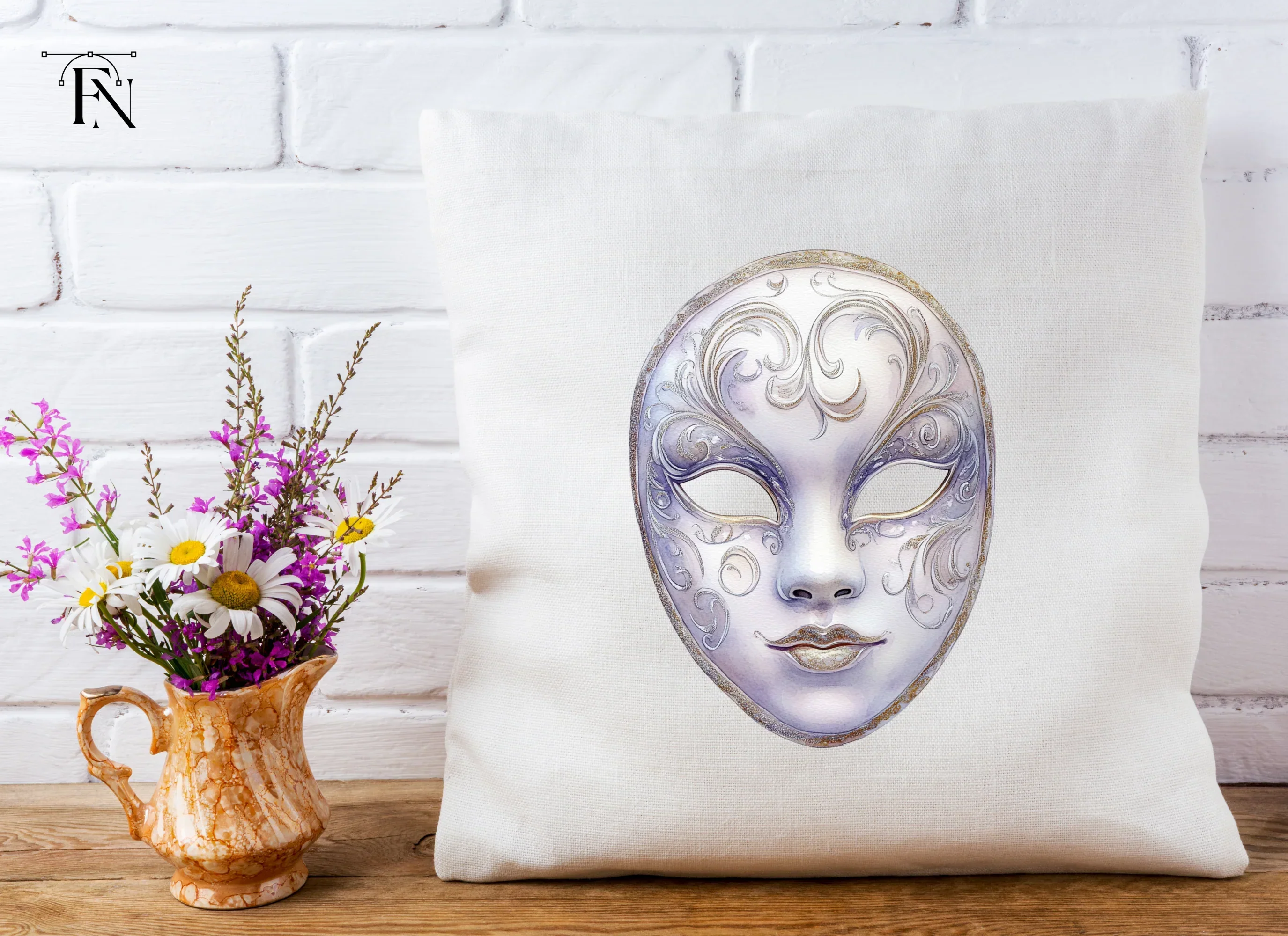 Elegant White Gold Masquerade Mask Clipart Bundle - Image 5