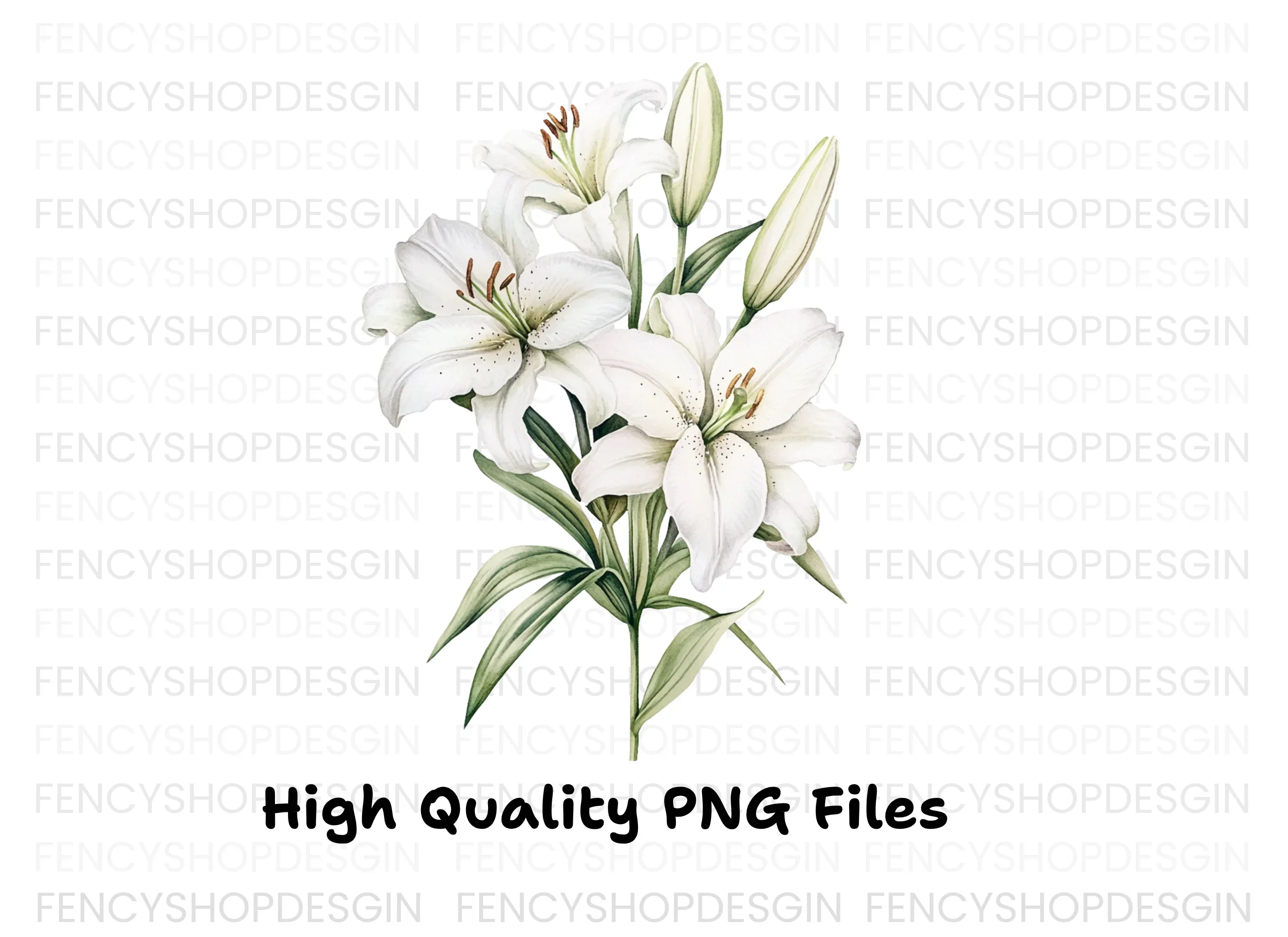Elegant White Lily Flower Clipart Bundle - Image 3