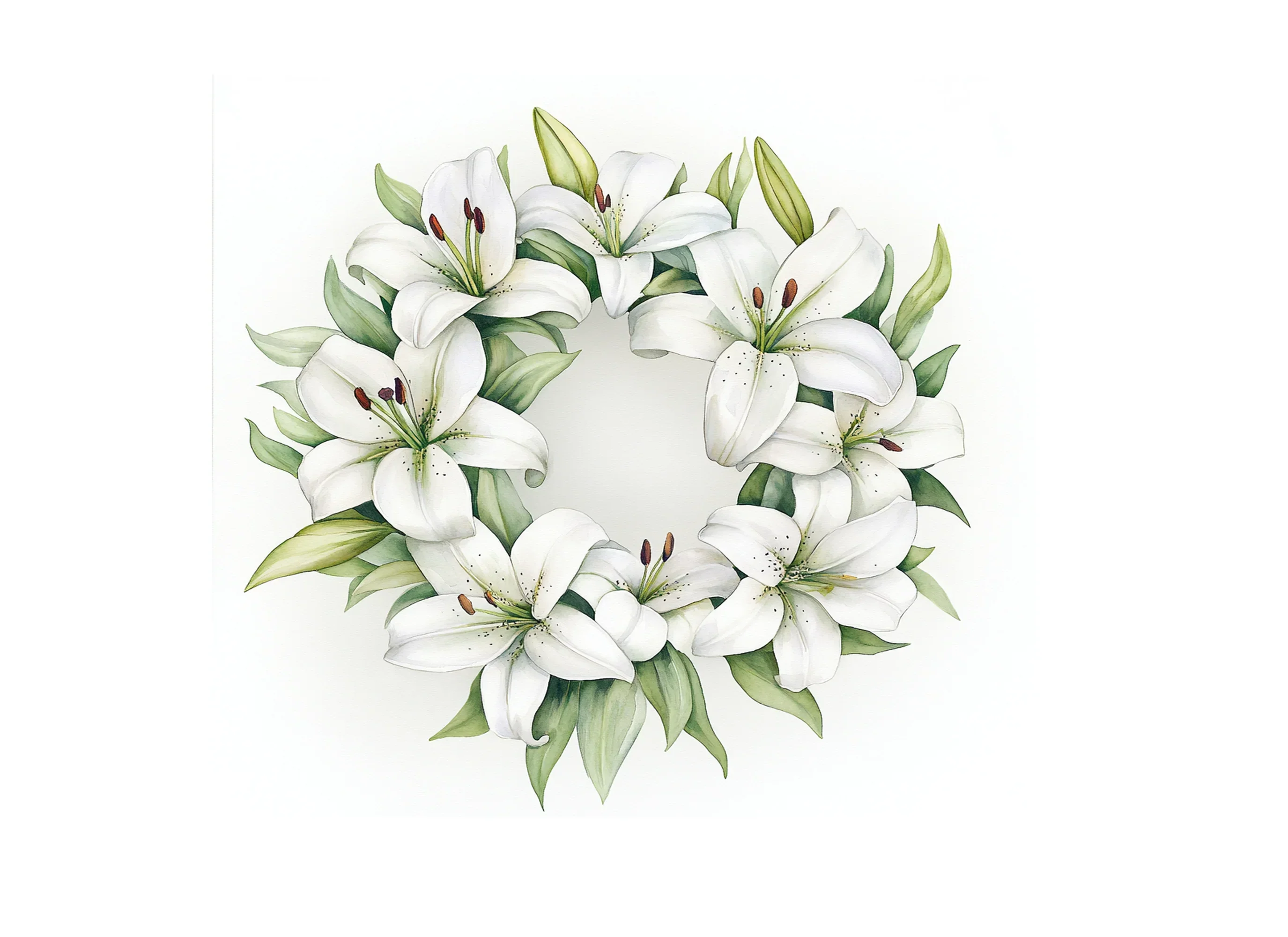 Elegant White Lily Wreaths Clipart Bundle - Image 2
